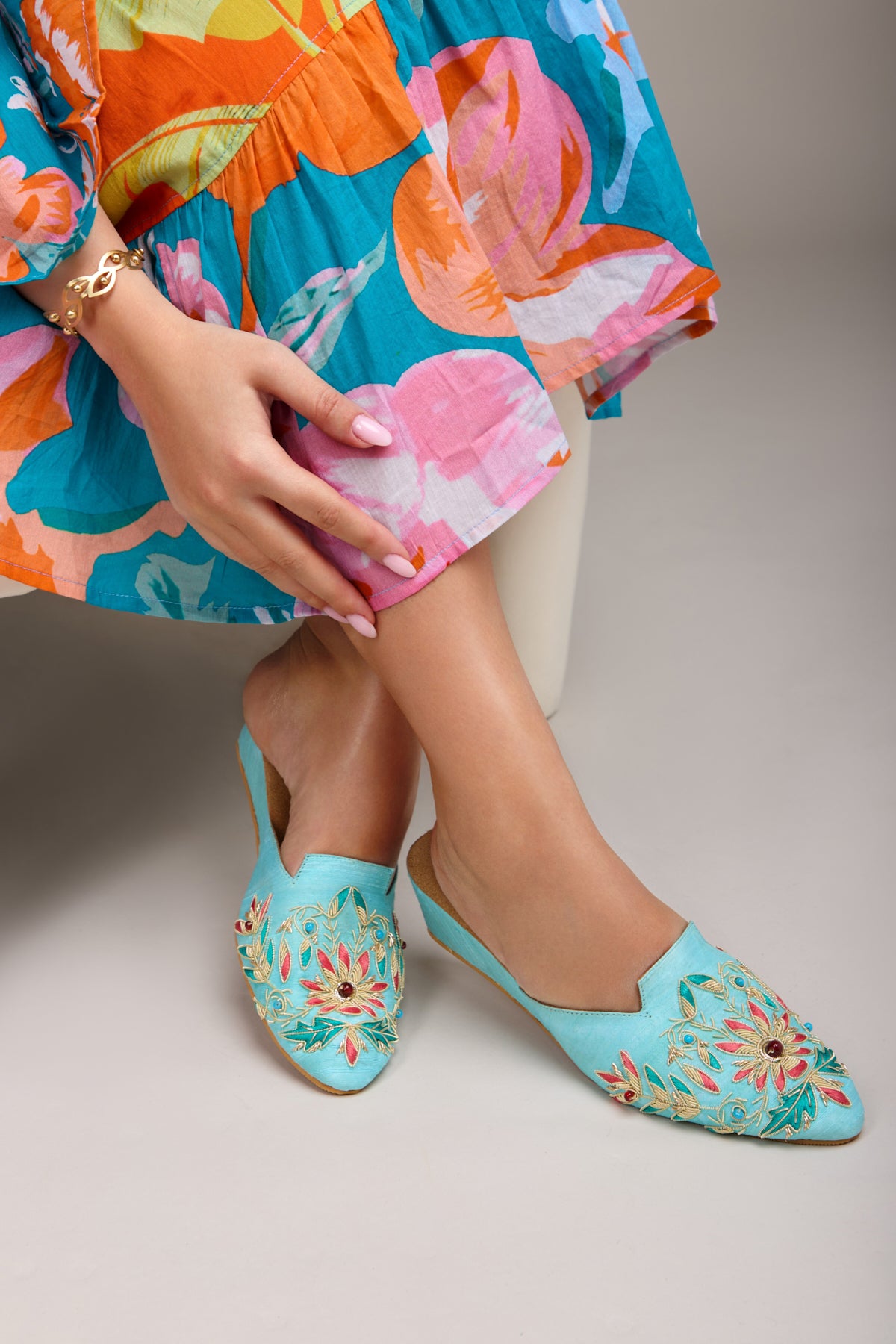 Agara Motif Shoe Mule - Comfortable Slip-On Women's Shoes for Casual Wear & Home Use