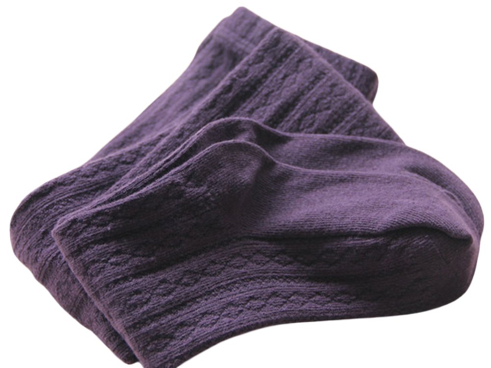 Little Girls' Solid Knitted Cotton Footed Tights - Warm Winter Leggings & Stockings for Playtime, School & Family Outings