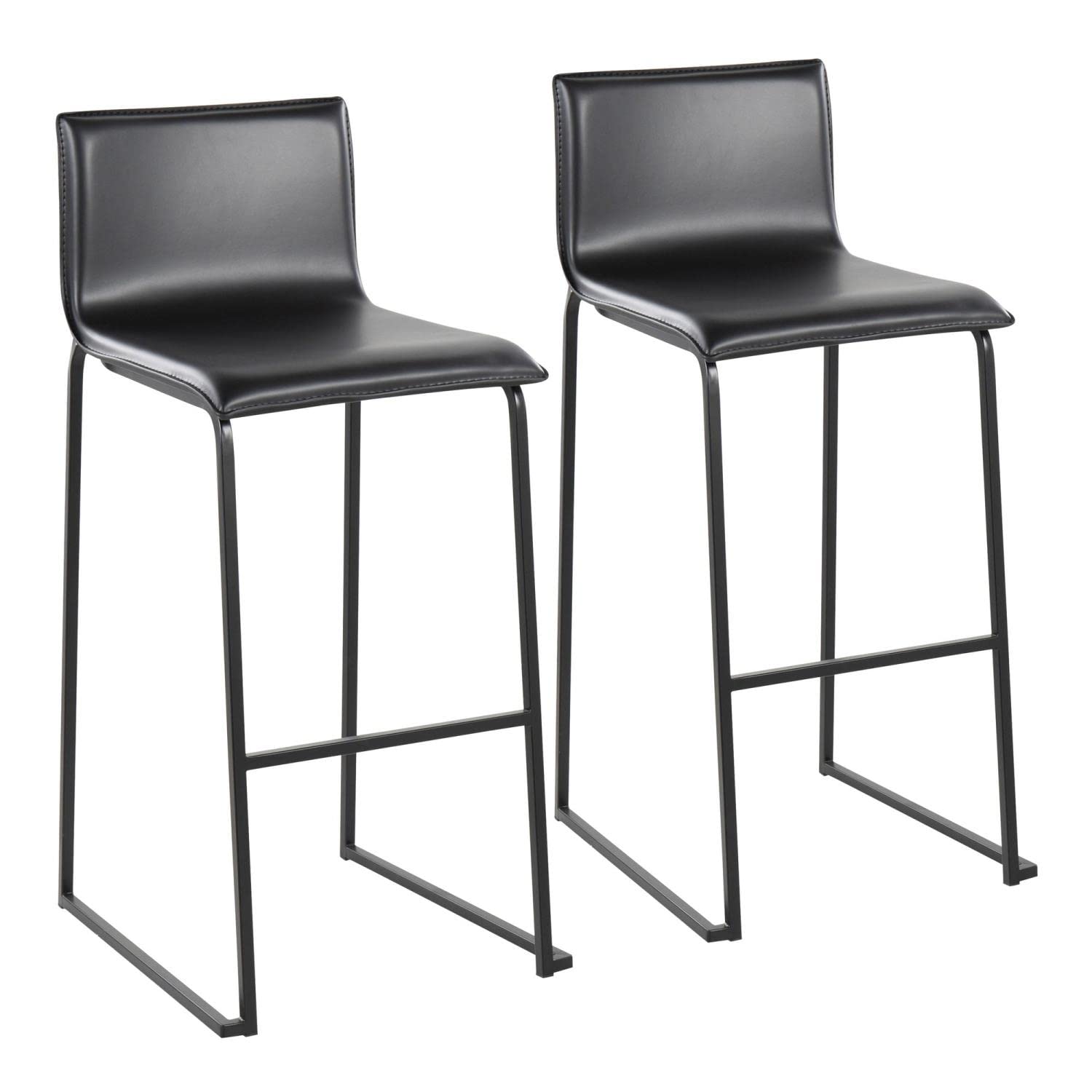 LumiSource Mara Bar Stool Set of 2 - Modern Black Bar Chairs for Kitchen Island, Breakfast Nook & Home Bar - Adjustable Height Counter Stools with Comfortable Seat
