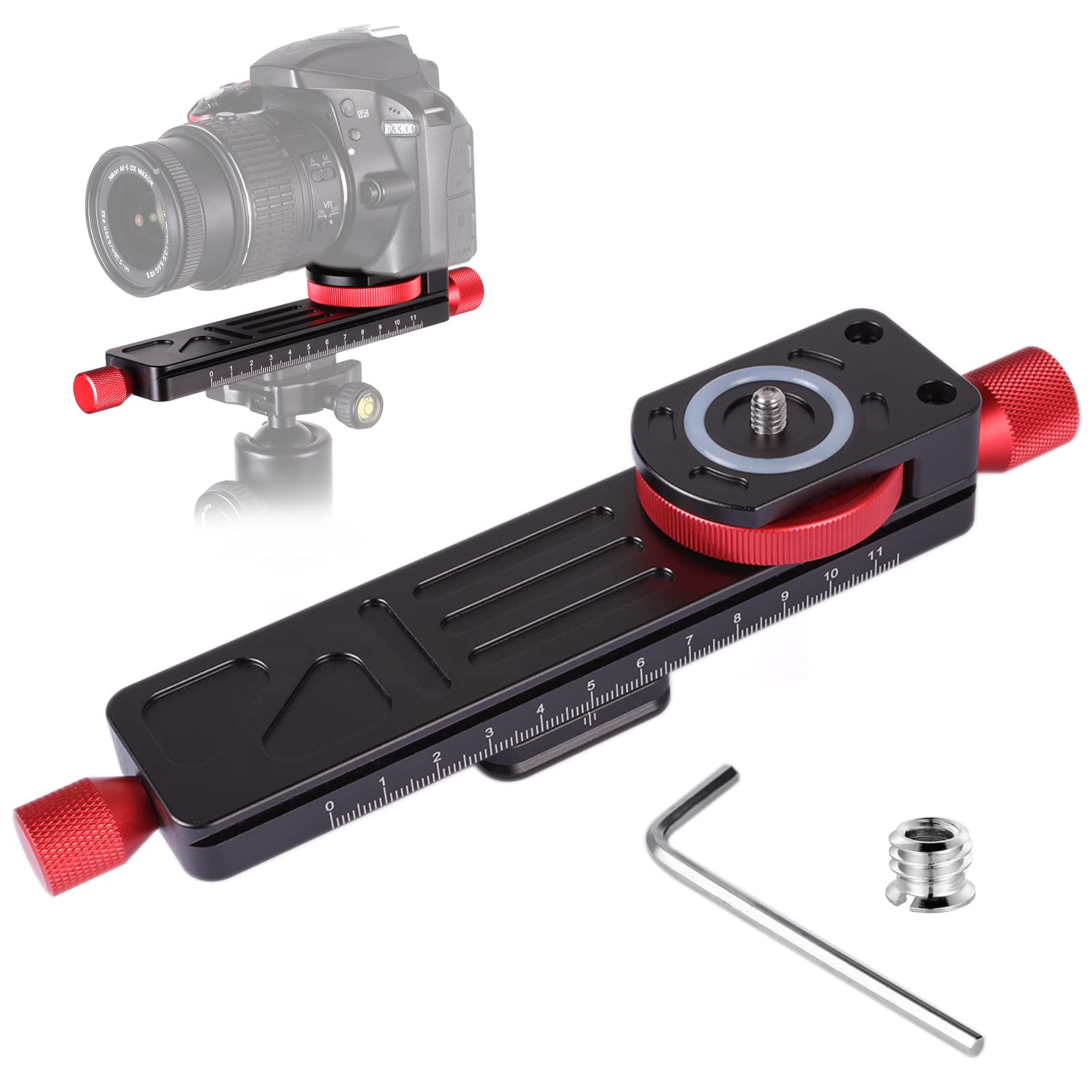 Fotoconic All Metal Worm Drive Macro Focusing Rail Slider - 115mm Close-Up Shooting Clamp Plate with Arca/RRS Lever Clamp | 1/4