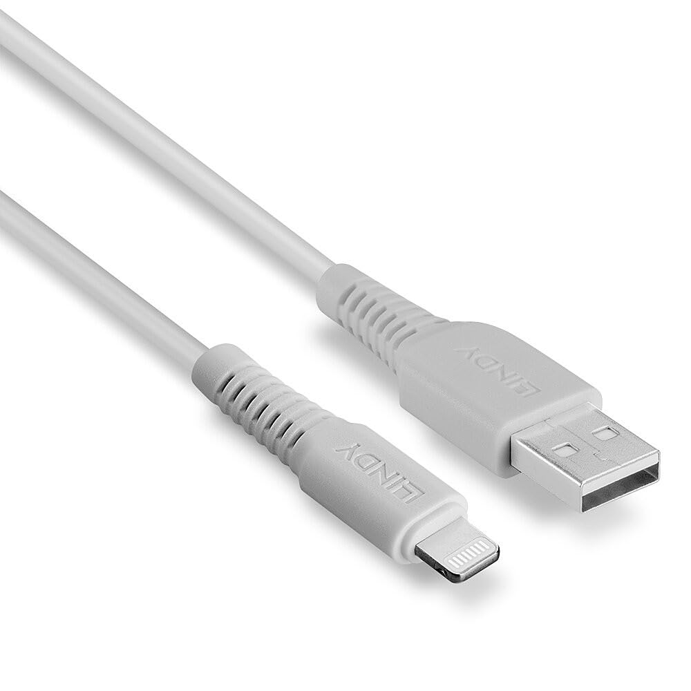 Premium 1m USB to Lightning Cable - Fast Charging & Sync for iPhone, iPad - Durable White Braided Cord for Home, Office & Travel