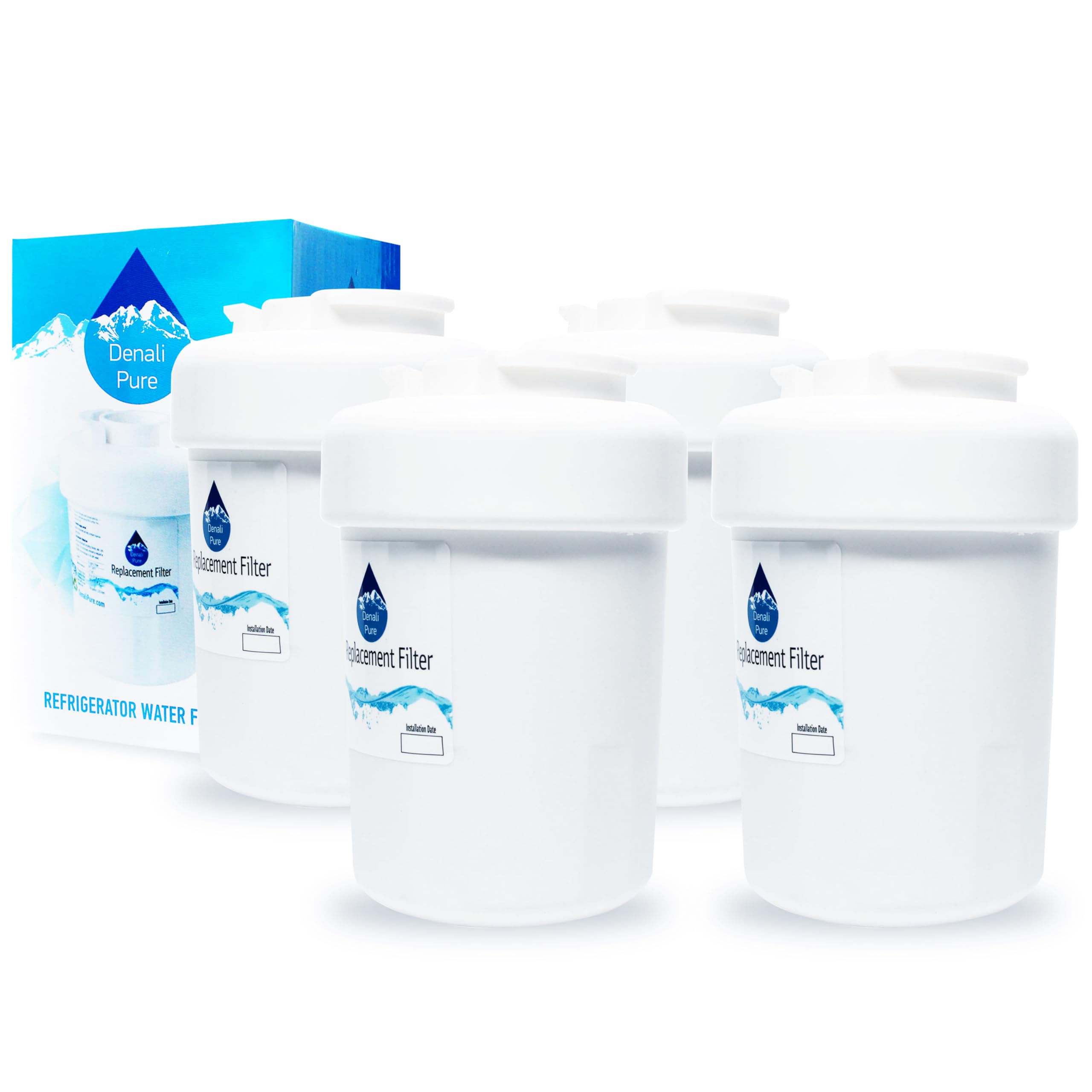 4-Pack GE ZISB480DMB Refrigerator Water Filter Replacement - Compatible with GE MWF & MWFP Fridge Water Filters | Pure Drinking Water for Home & Office Use