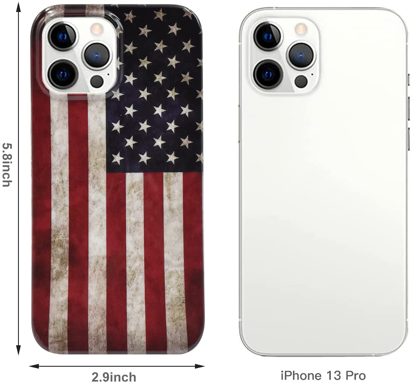 HOMICO iPhone 13 Pro Case - Slim Thin Protective Cover with Shockproof Design | American Flag Pattern | Perfect for Everyday Use, Travel & Outdoor Activities