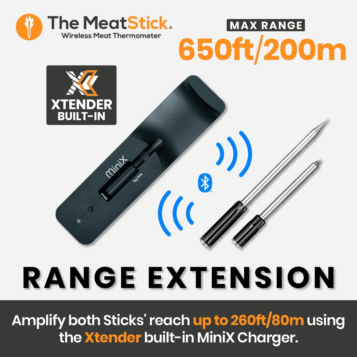 MeatStick WiFi Pro Set - 2-Probe Smart Wireless Meat Thermometer with Bluetooth | Unlimited Range Digital Food Probe for Smoking, Grilling, BBQ, Air Fryer, Deep Frying, Oven & Rotisserie | Perfect for Home Chefs & Outdoor Cooking Enthusiasts