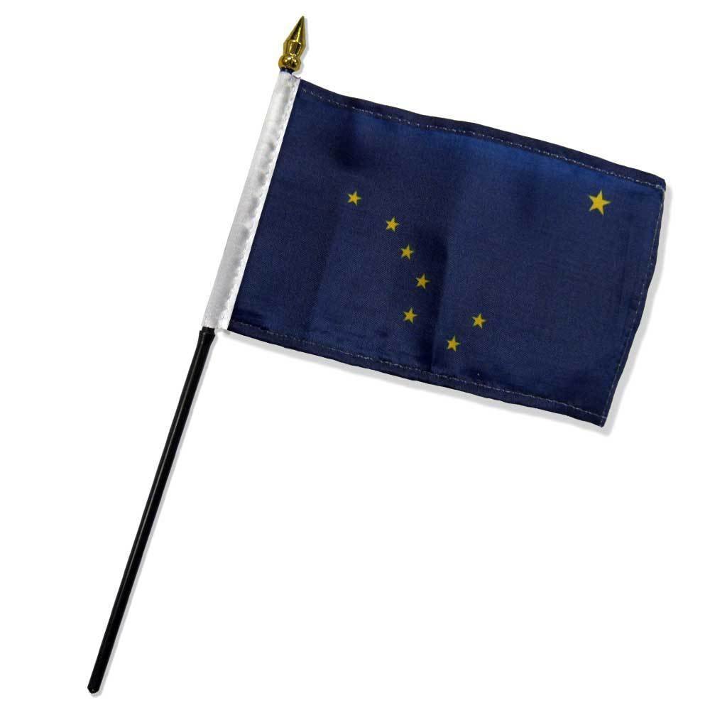 Alaska 4x6 Inch Mini Desk Stick Flags - Set of 3 Small American Flags for Office Decor, Patriotic Displays & School Events - No Base Included