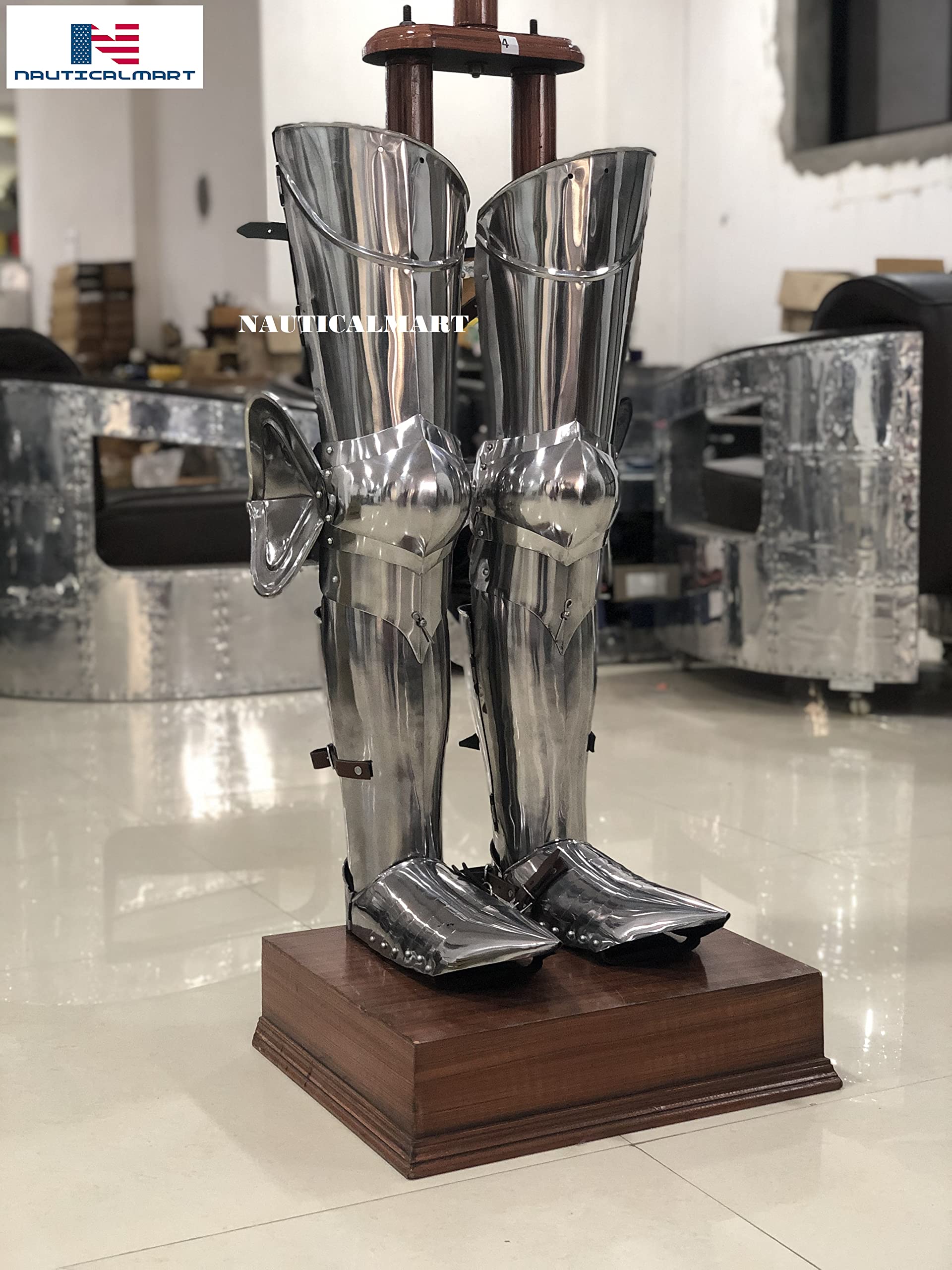 Medieval Steel Greaves Leg Armor - Authentic LARP & Cosplay Protection - Perfect for Renaissance Fairs, Historical Reenactments & Fantasy Costumes