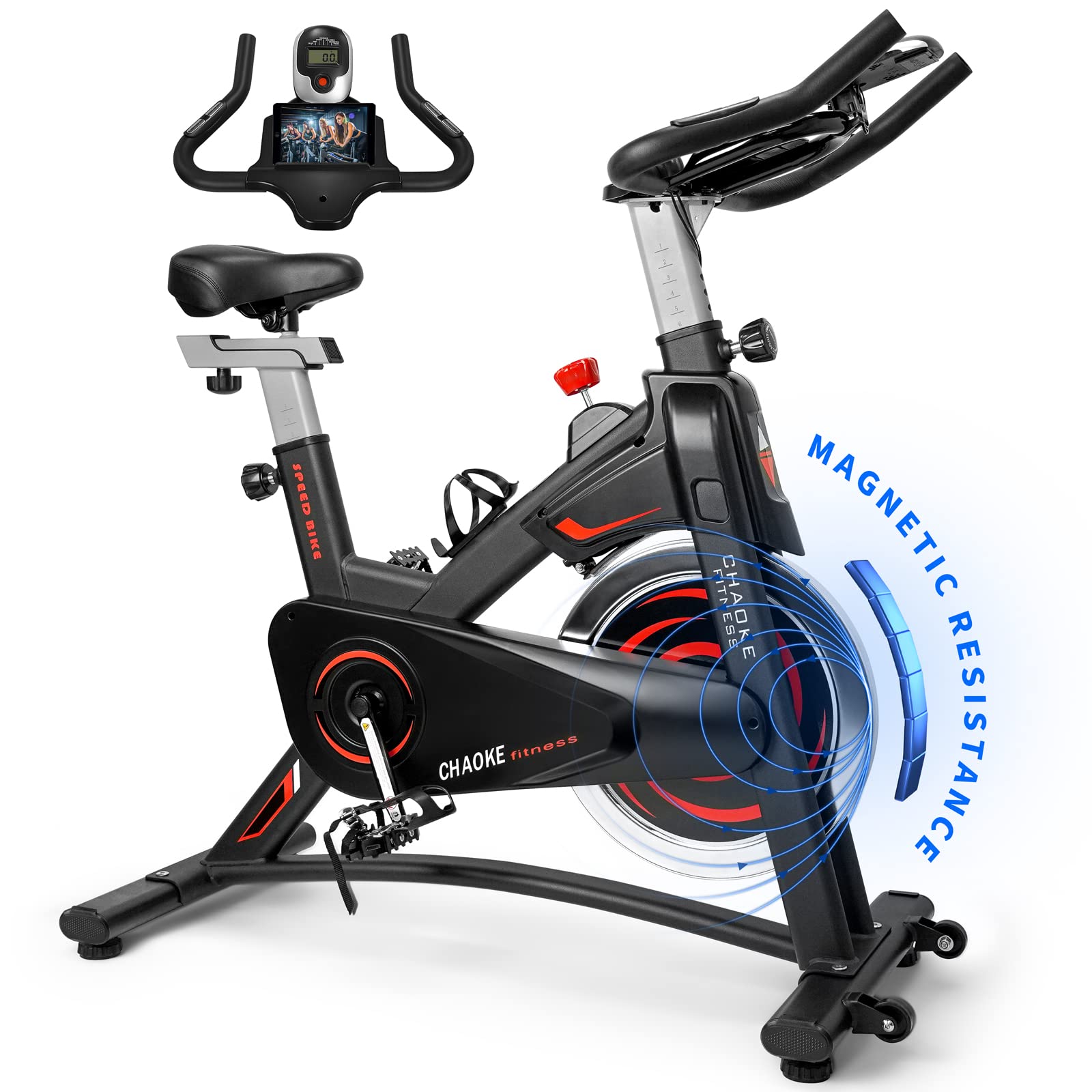 CHAOKE Magnetic Resistance Exercise Bike - Indoor Cycling Bike with Heavy Flywheel & Comfortable Seat Cushion for Home Gym | Perfect for Cardio Workouts & Weight Loss Training