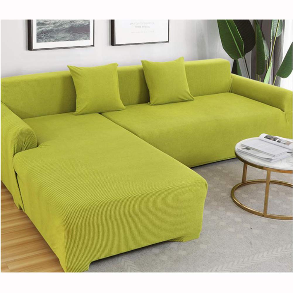 Breathable Anti-Slip Stretch Sofa Slipcover - Solid Color Furniture Protector with Pillow Case for Loveseats 145-185cm (57-73in) | Perfect for Living Room, Home Decor & Pet Protection (Green)