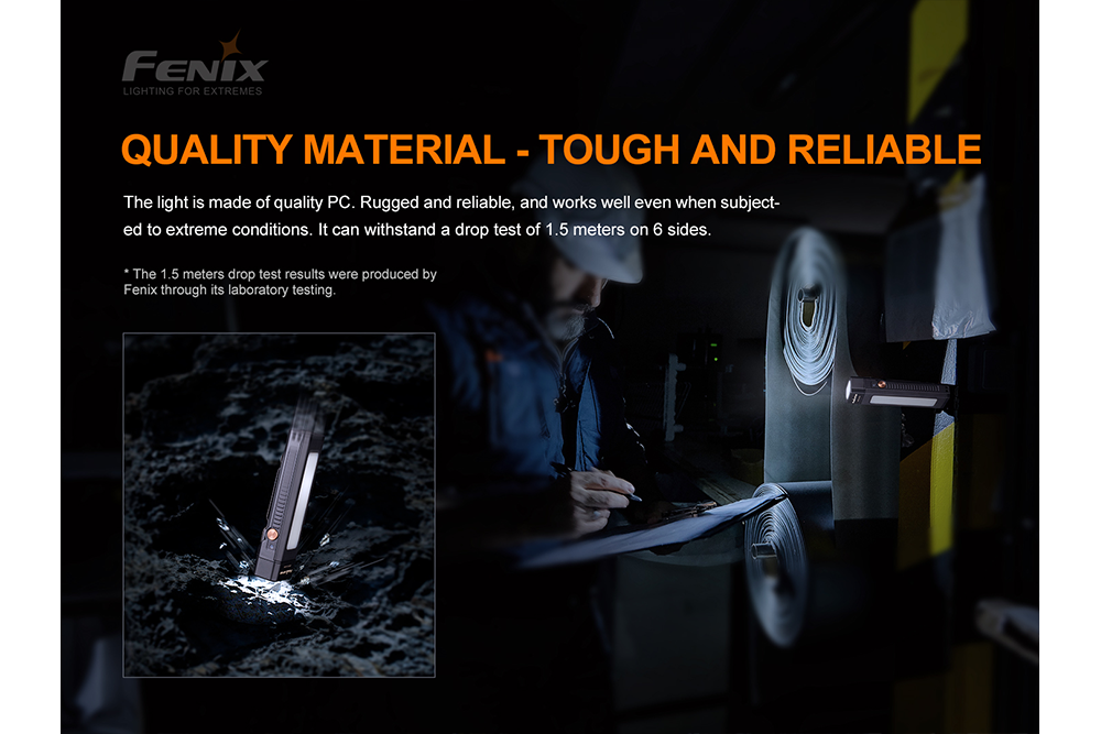Fenix WT16R Rechargeable LED Work Light - 1600 Lumens, Magnetic Base, IP68 Waterproof - Perfect for Construction, Camping, Emergency & Outdoor Activities