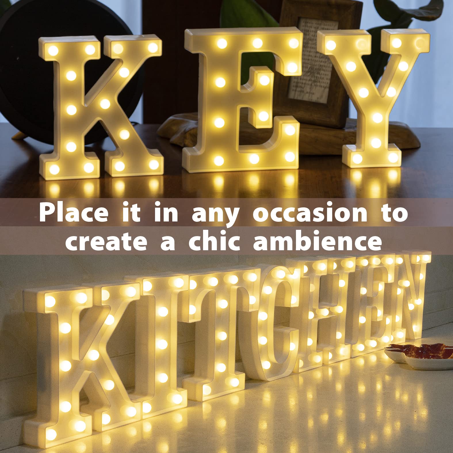 HXWEIYE LED Marquee Letters - 26 Alphabet & 10 Number Light Up Signs for Party, Birthday, Bar, Christmas Decor - Battery Powered Warm White Light Letters for Home, Wedding, Baby Shower, and Holiday Celebrations