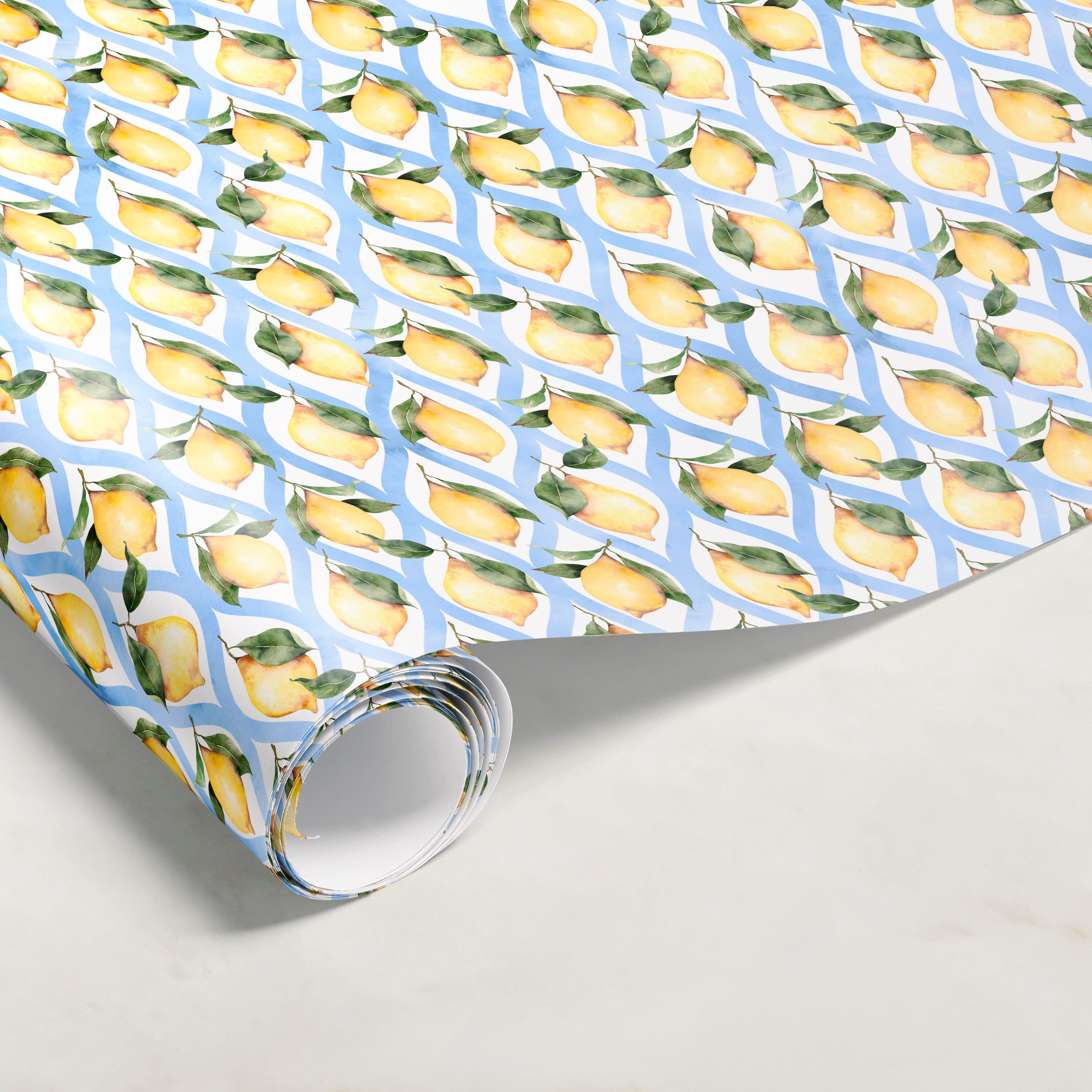 Premium Lemon Citrus Wrapping Paper Rolls - Watercolor Design for Gift Wrapping, Wedding Presents & Party Decorations - Eco-Friendly & Vibrant Gift Wrap for Birthdays, Holidays & Special Occasions