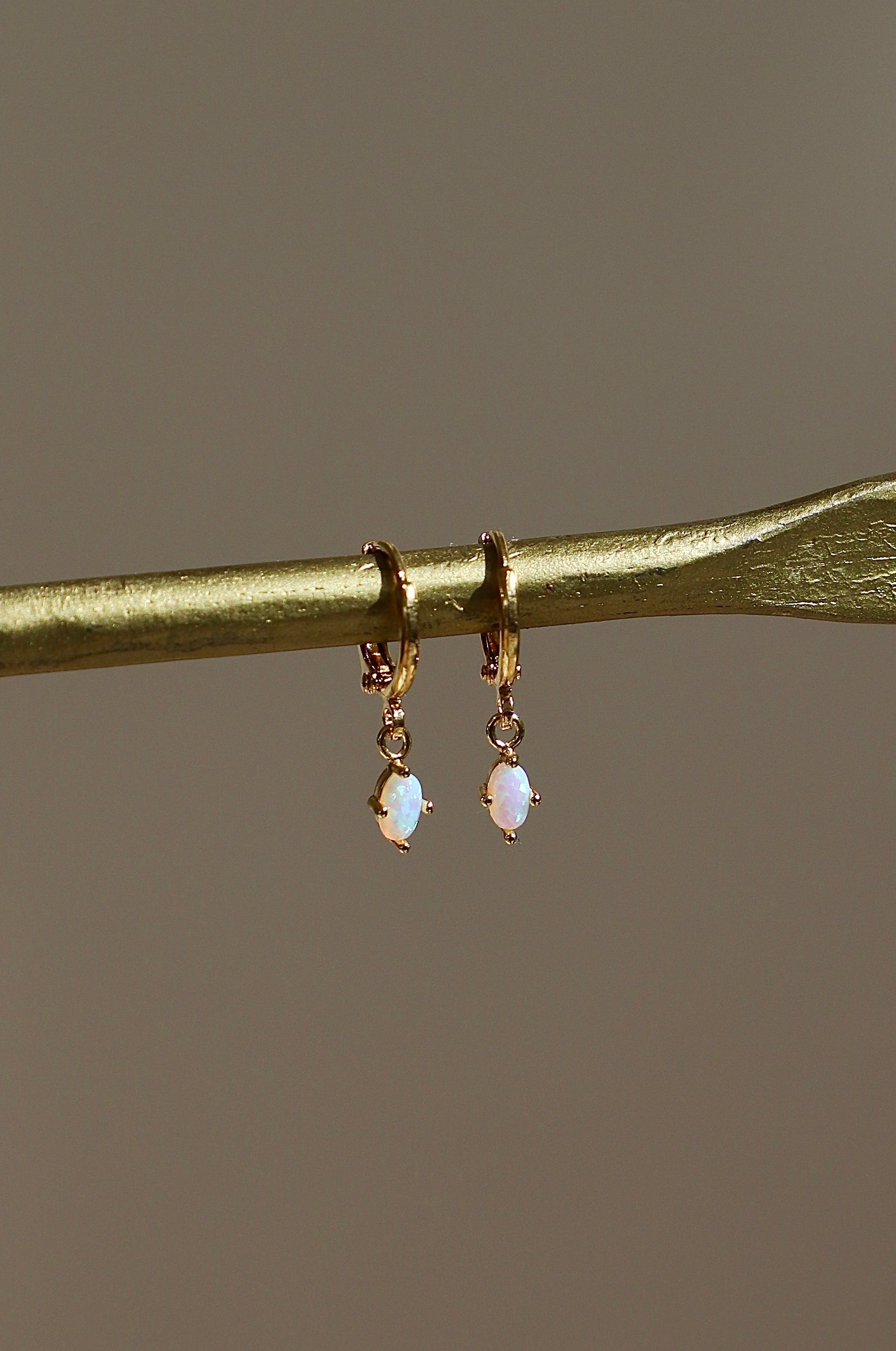 Mini Oval Opalite Huggie Earrings for Women – Dainty & Elegant Hoop Earrings for Everyday Wear, Gift Giving & Special Occasions