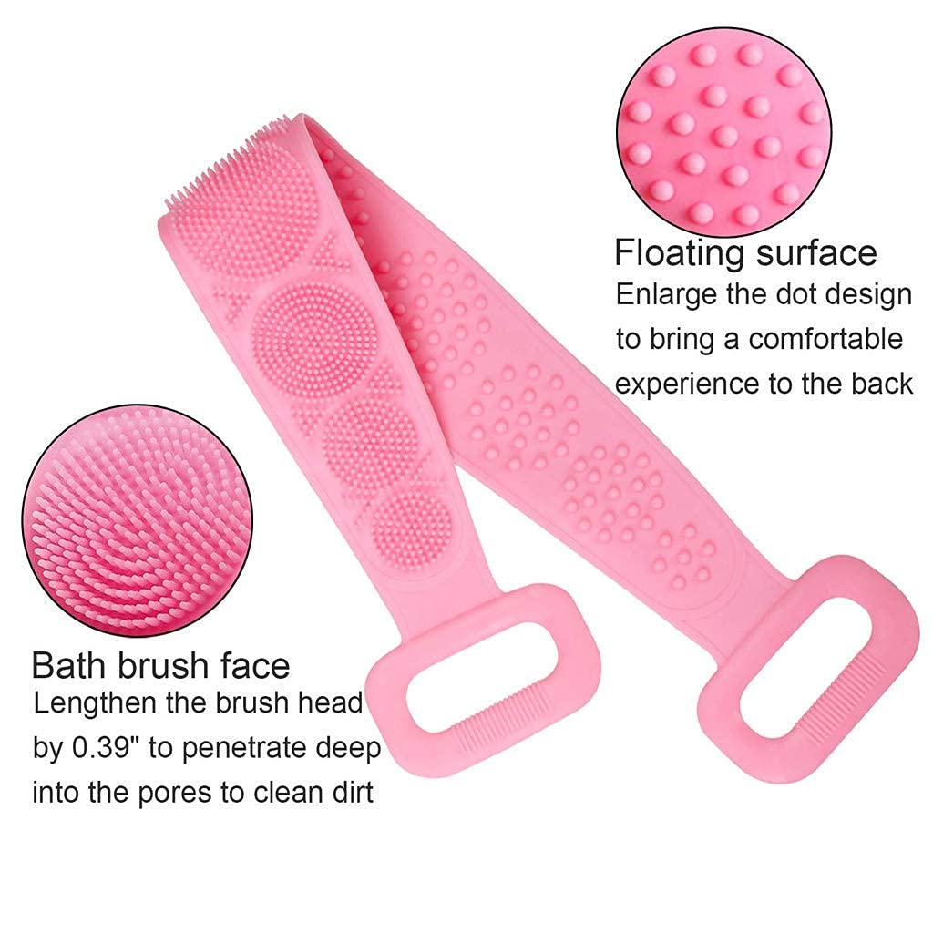 JACEE Silicone Body Back Scrubber - Exfoliating Bath Brush for Dead Skin Removal, Deep Cleaning Shower Brush with Massage Function, Soft Gel Bath Towel for Men & Women (Multicolor) - Perfect for Spa, Home Shower and Relaxing Massage