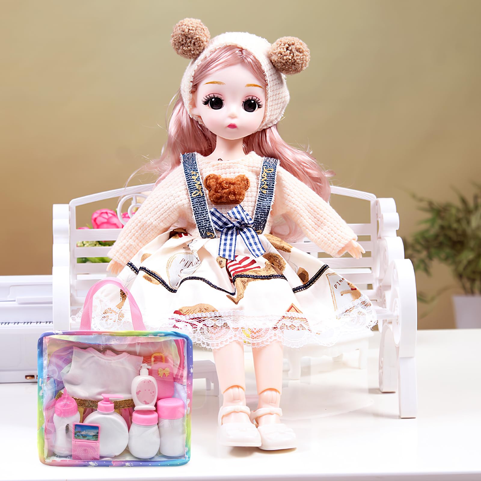 Totority Baby Doll Storage Bag - Organizer Pouch for Doll Accessories, Travel Toy Bag, Kawaii Cloth Carry Case - Perfect for Doll Play, Travel & Handbag Organization (Portable Kids Toy Storage)
