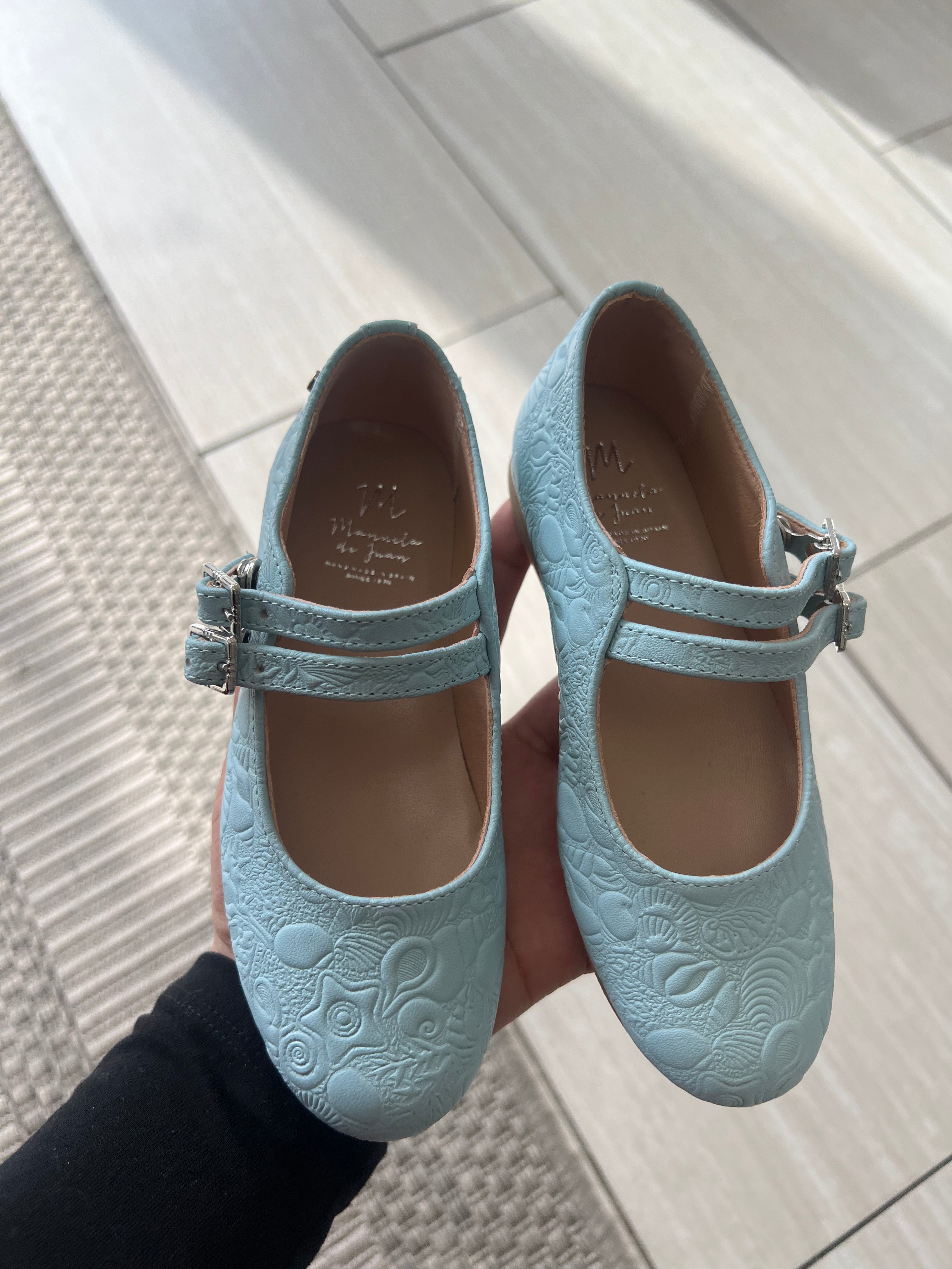 Manuela Sky Blue Double Strap Mary Jane Shoes for Women - Comfortable & Stylish Flats for Work, Office, and Casual Outfits