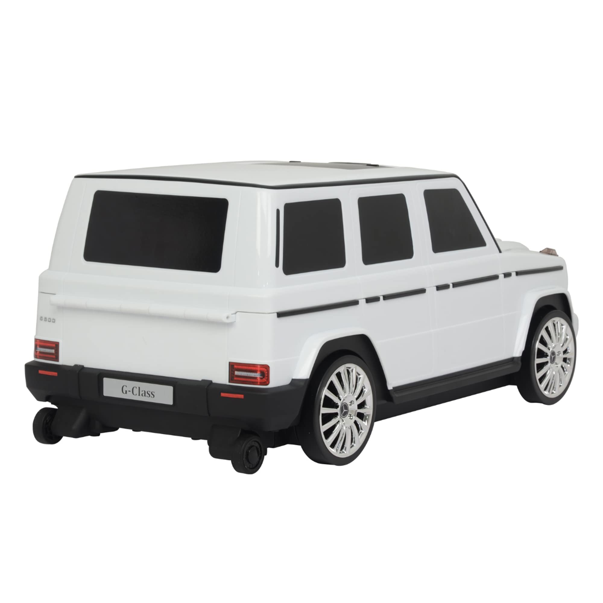 Mercedes G-Class Kids Ride-On Suitcase - Large All-in-One Stroller Luggage for Boys & Girls Ages 2-6 | White SUV Toy Car with Wheels | Perfect for Air Travel, Shopping & Family Outings