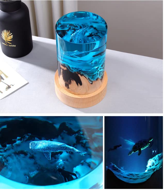 Epoxy Resin Diver & Turtle Night Light - 9x6 Inch Ocean Theme Decorative Lamp, Sea Turtle Gift for Home & Office Decor | Perfect for Bedroom, Nursery, Living Room, or as a Unique Gift for Ocean Lovers