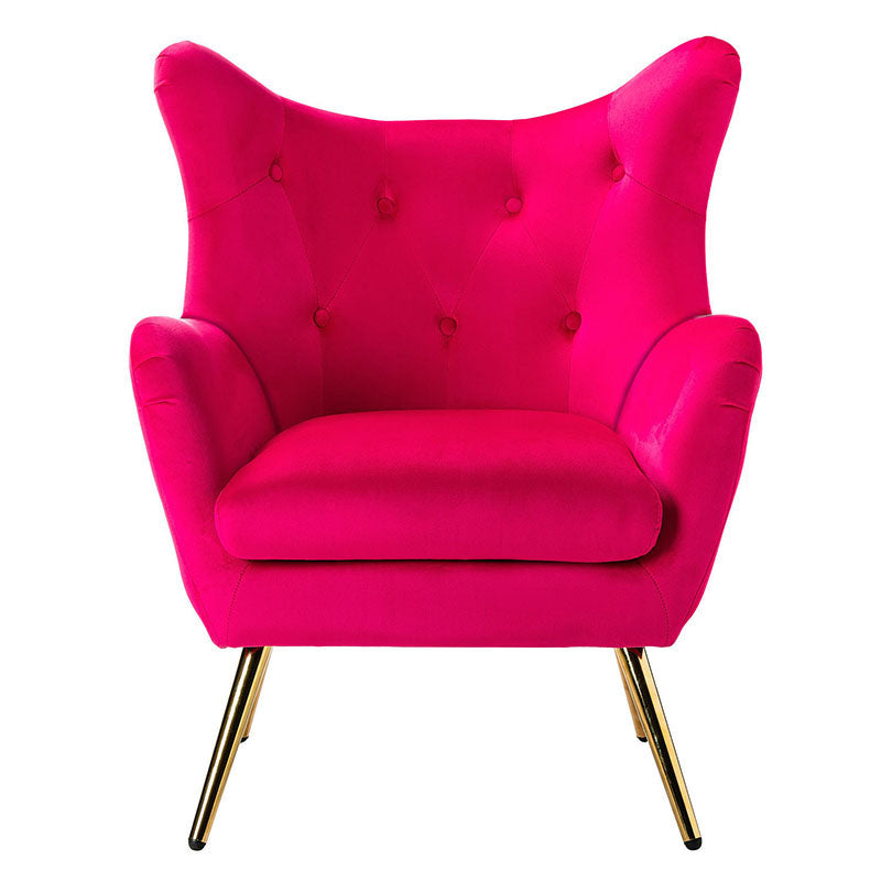 Luxury Isabelle Wingback Velvet Upholstered Armchair - High Back Accent Chair with Sturdy Metal Legs for Living Room, Bedroom & Office Decor