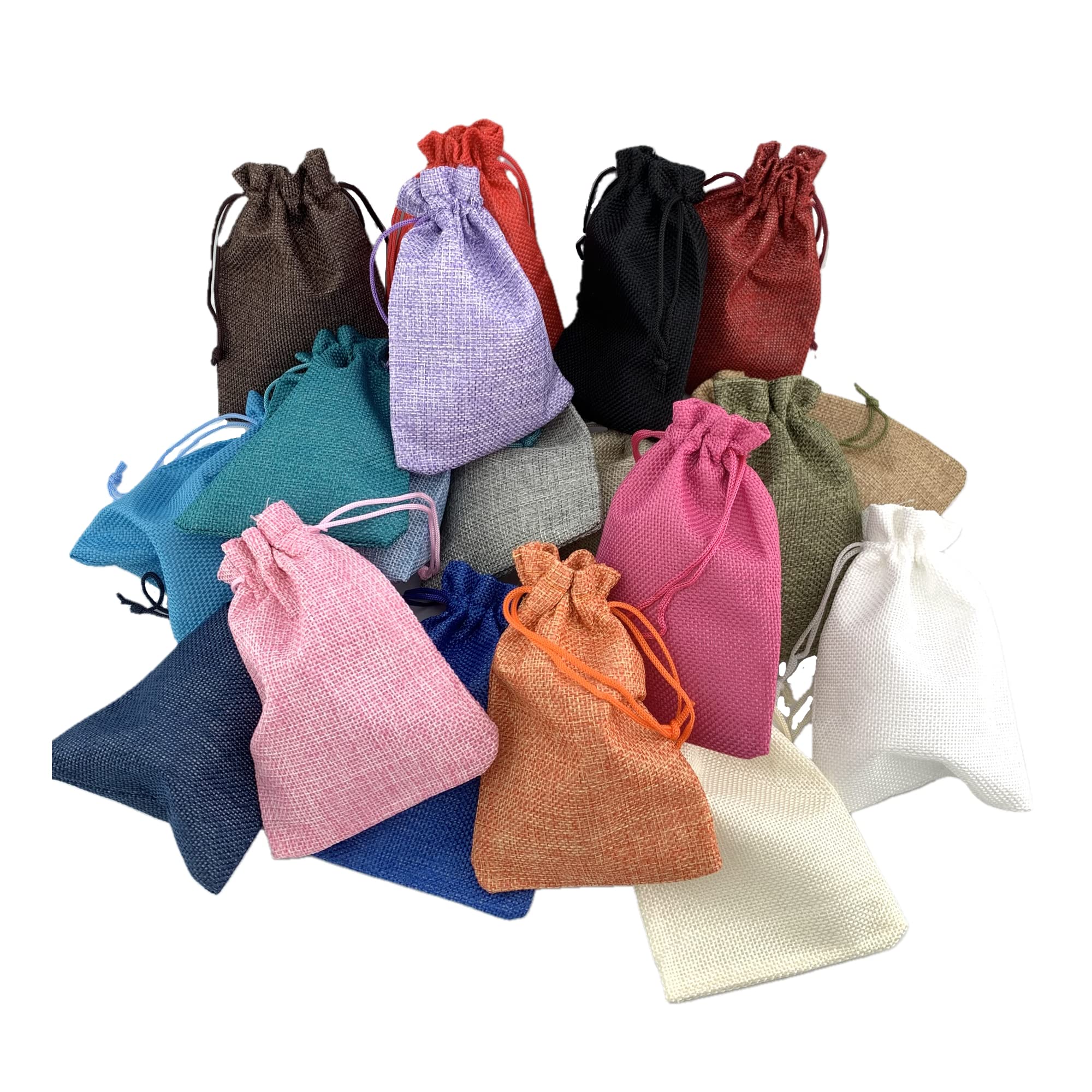 Palmhomee 20-Pack Burlap Drawstring Gift Bags - 4x5.6 Inch Linen Jewelry Pouches for Wedding Favors, Birthday Party Treats & Special Occasions (Mixed Colors) - Perfect for DIY Crafts, Bridal Showers & Holiday Gifting