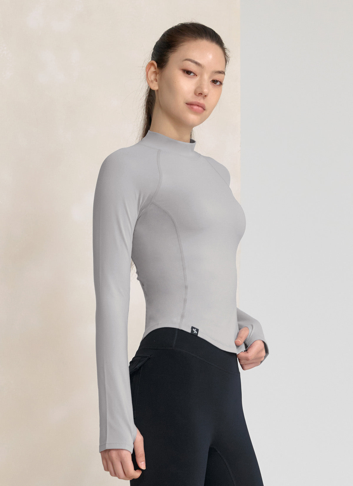 Stylish Peach Mock Neck Long Sleeve Top for Women - Perfect for Office Wear, Casual Outings & Fall Layering