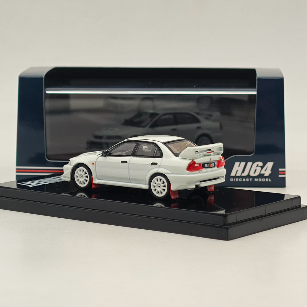 1/64 Mitsubishi Lancer RS Evolution VI Diecast Model Car - White HJ643033BW - Collectible Toy Car for Display, Racing Games & Anime Fans