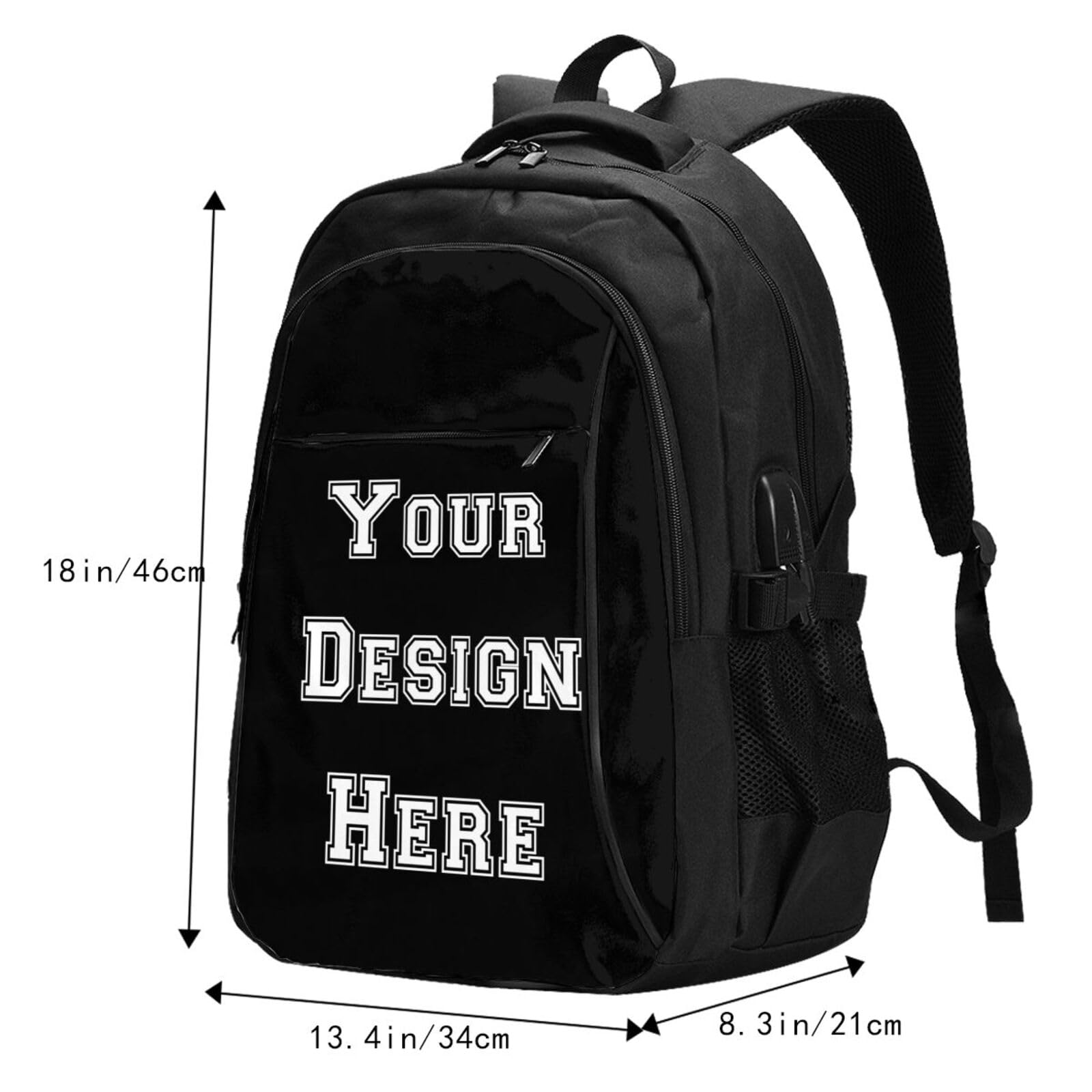 Custom Personalized Backpack with Large Capacity - Travel Laptop Bag for Work & School - Add Your Own Text/Photo/Logo - Extra Large Durable Design - Perfect for Commuting, College & Business Trips
