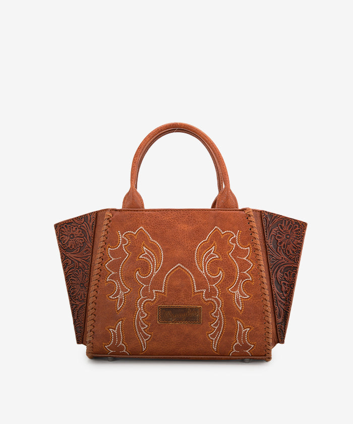 Wrangler Embroidered Boot Scroll Tote Bag for Women - Western Style Cowgirl Purse for Everyday Use, Shopping & Travel