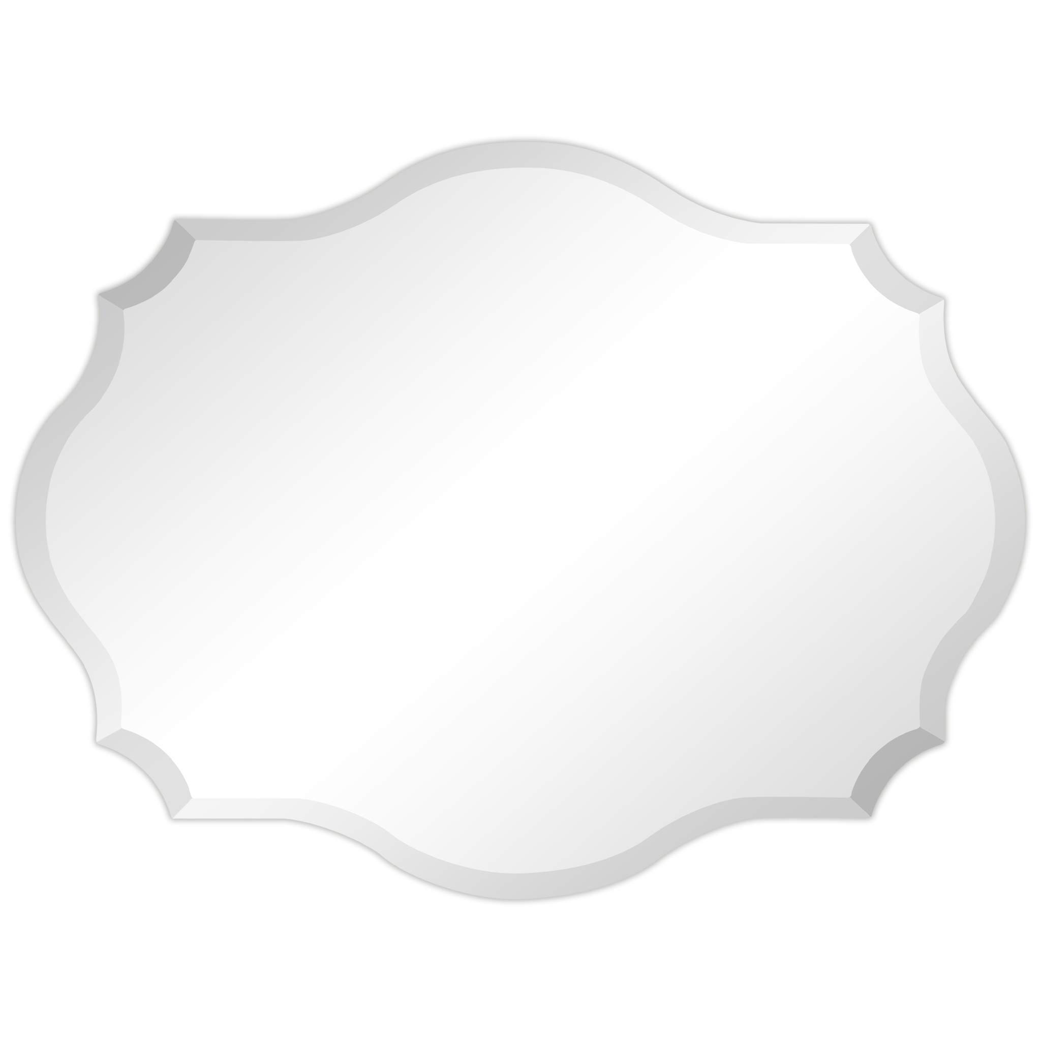 Empire Art Direct 30x40 Inch Frameless Prism Modern Wall Mirror - Oblong Scalloped Design with 1-Inch Beveled Edge - Perfect for Bathroom Vanity, Bedroom Decor & Living Room Wall Art