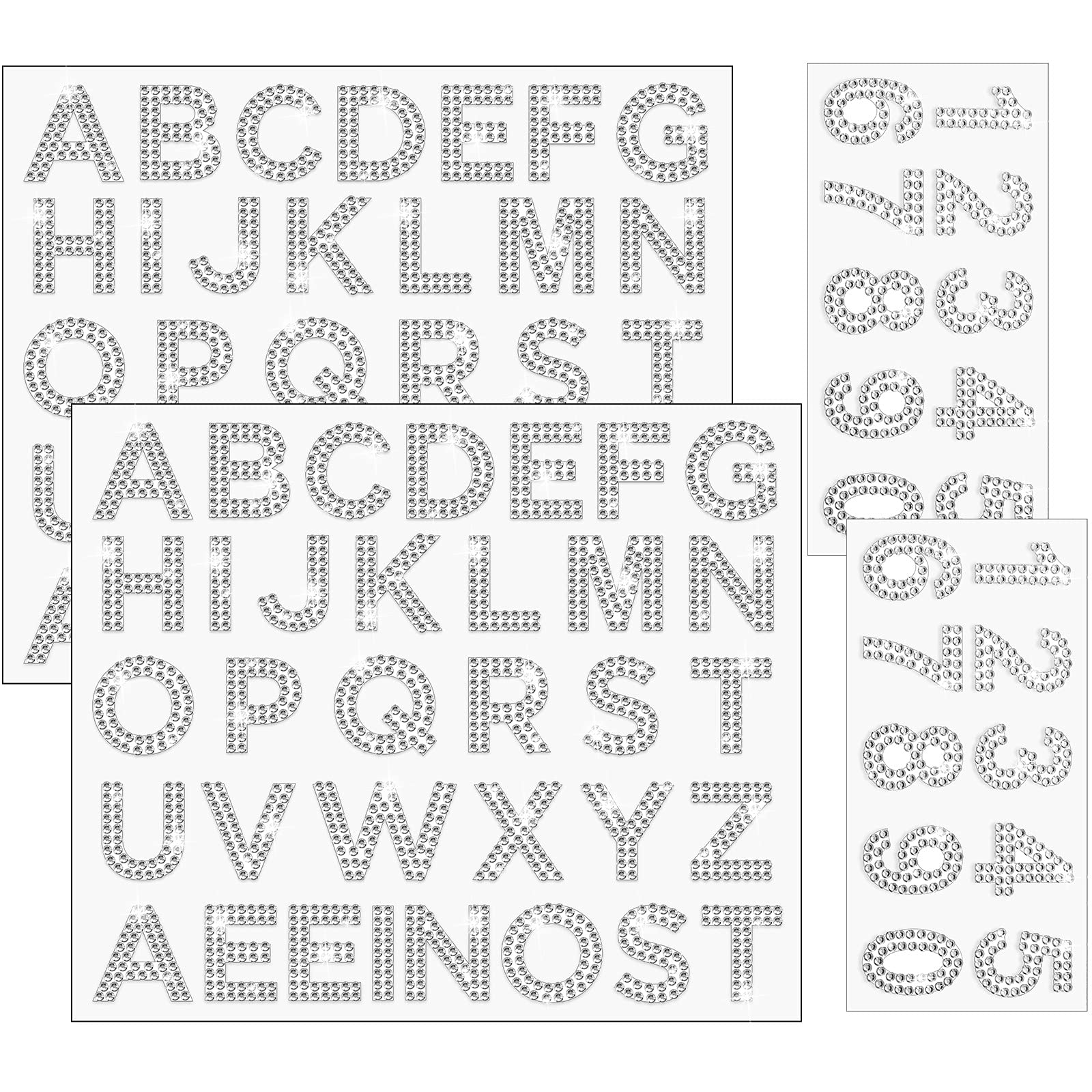 88 Pieces Silver Rhinestone Alphabet & Number Stickers - Self Adhesive Glitter Letters for DIY Scrapbooking, Card Making, Wedding Invitations, Home Decor & Craft Projects