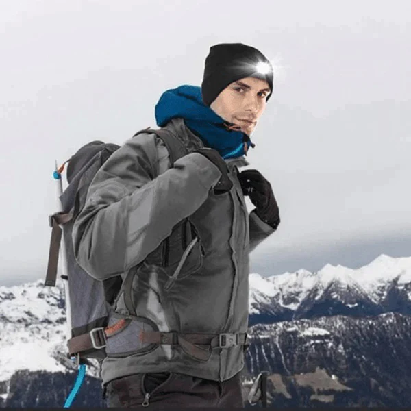 LED Beanie Light - USB Rechargeable Winter Hat with Adjustable Brightness for Outdoor Activities, Camping, Hiking & Night Running