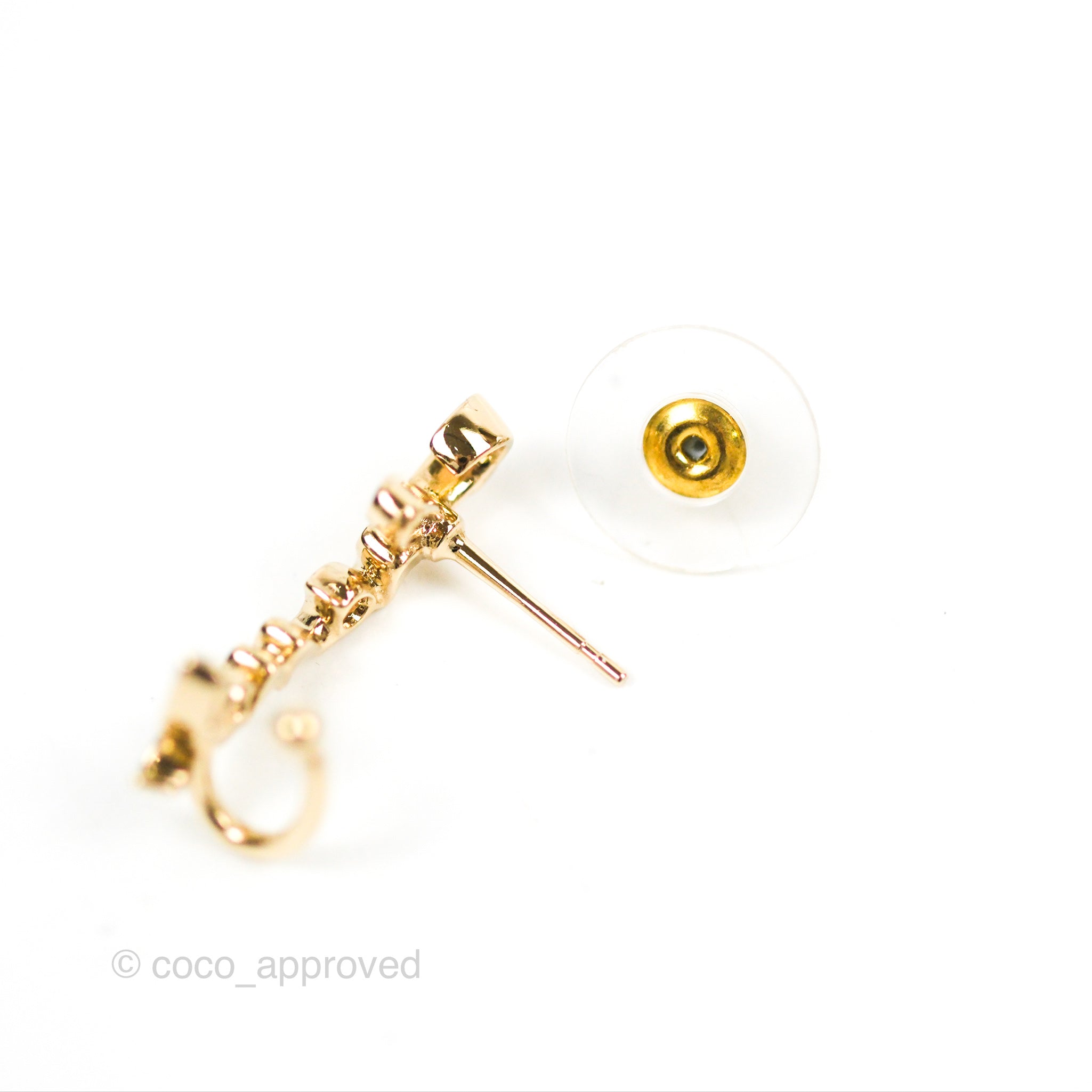 Chanel CC Coco Crystal Earrings - Gold Tone Ear Cuff for Women | Luxury Fashion Jewelry for Parties, Weddings & Special Occasions