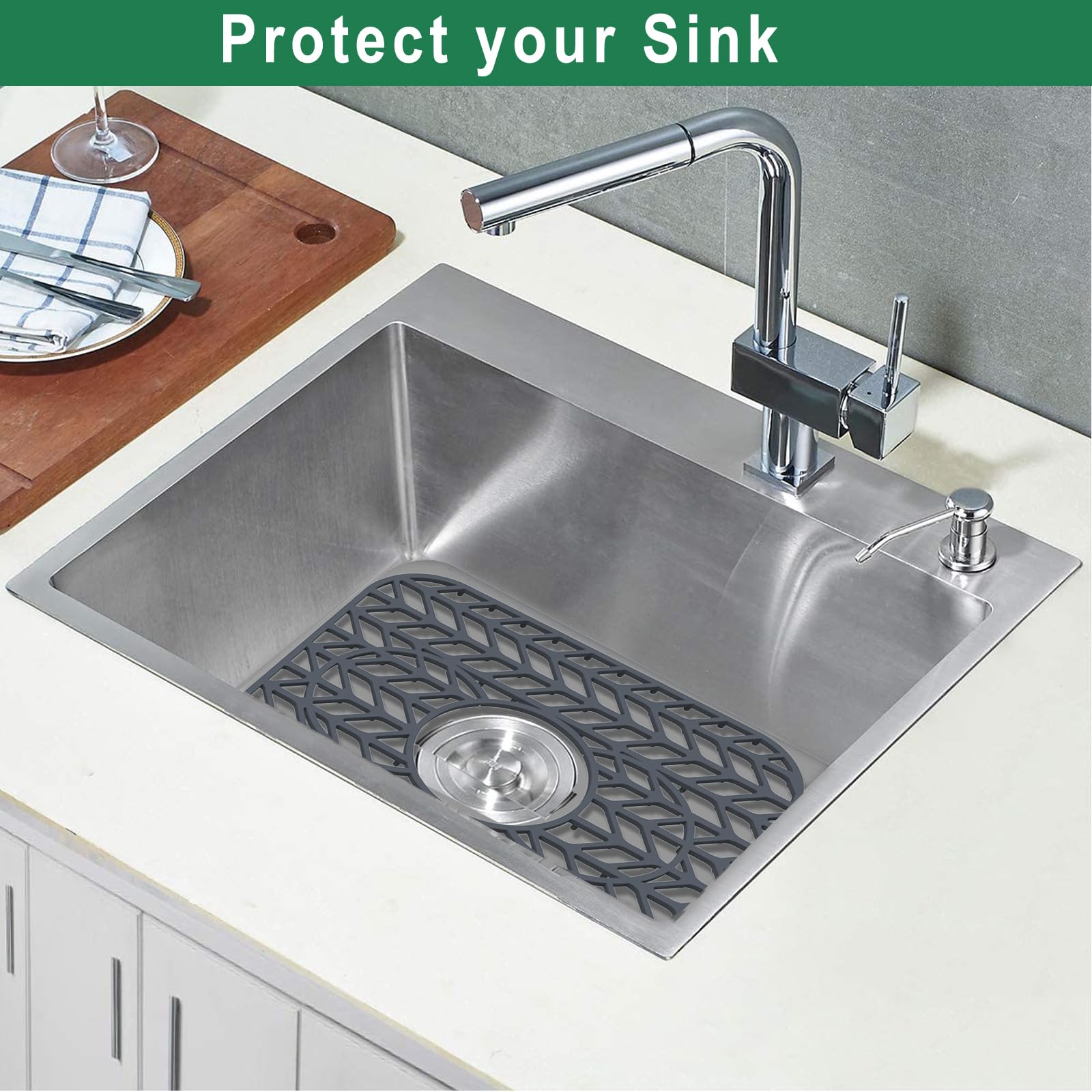 GUUKIN Non-Slip Silicone Sink Protector Mat - 13 5/8