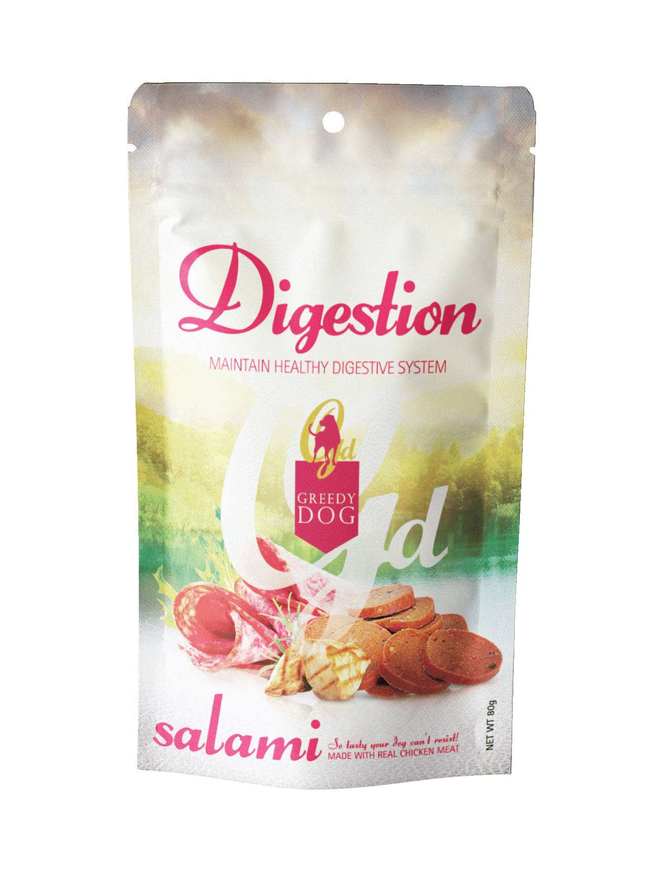 Greedy Dog Digestion Salami Formula Dog Treats 80g - Healthy Natural Snacks for Dogs with Sensitive Stomachs | Perfect for Training Rewards & Digestive Support