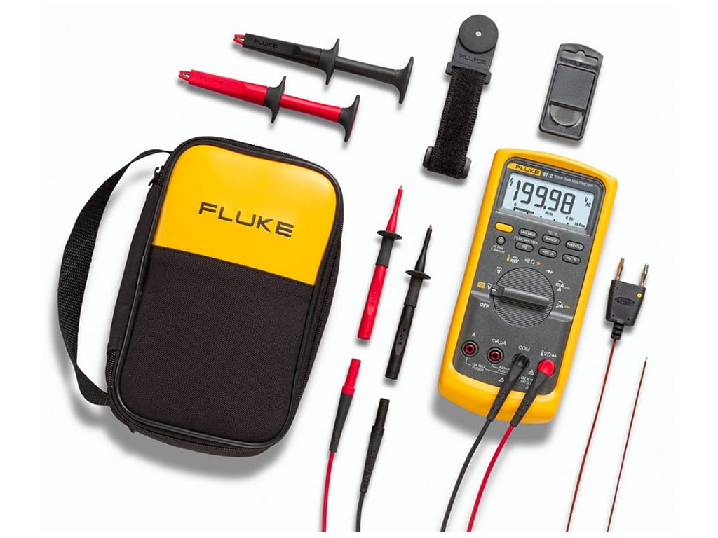 Fluke 87V/E2 Digital Multimeter with Industrial-Grade Test Leads - Professional Electrician Tool Kit for HVAC, Automotive & Electrical Troubleshooting
