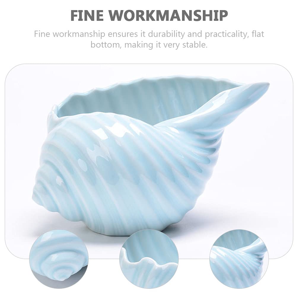 FOMIYES 1pc Ceramic Conch Shell Planter - Mini Bonsai Flower Pot for Indoor Plants, Succulents, Office Desk Decor, Lotus & Small Plants - Unique Shell Shape Decorative Planter for Home, Garden & Office Use