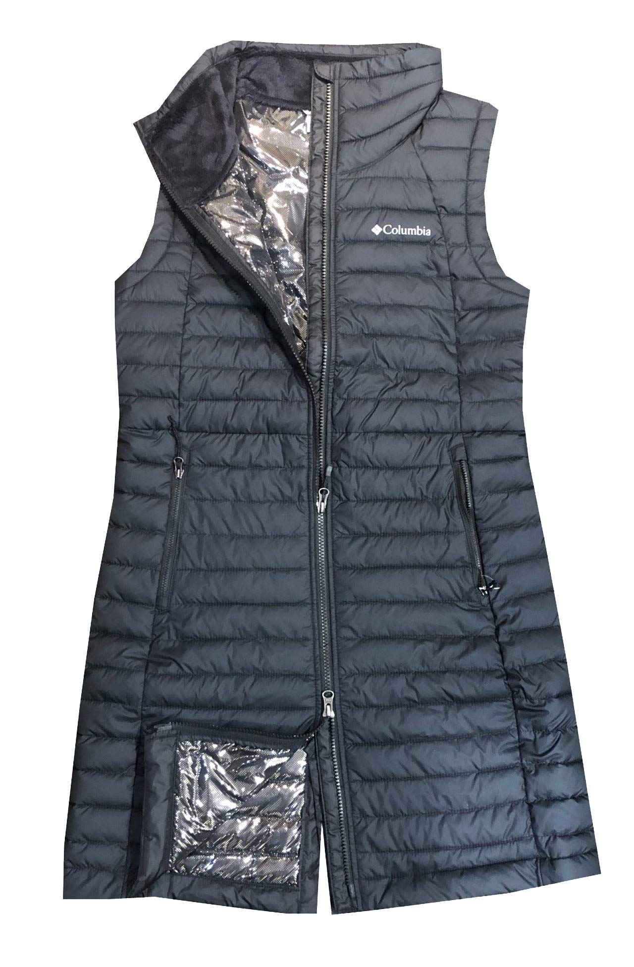 Columbia Women's White Out Long Puffer Omni-Heat Insulated Winter Vest - Lightweight Warm Jacket for Outdoor Activities, Hiking & Cold Weather Fashion