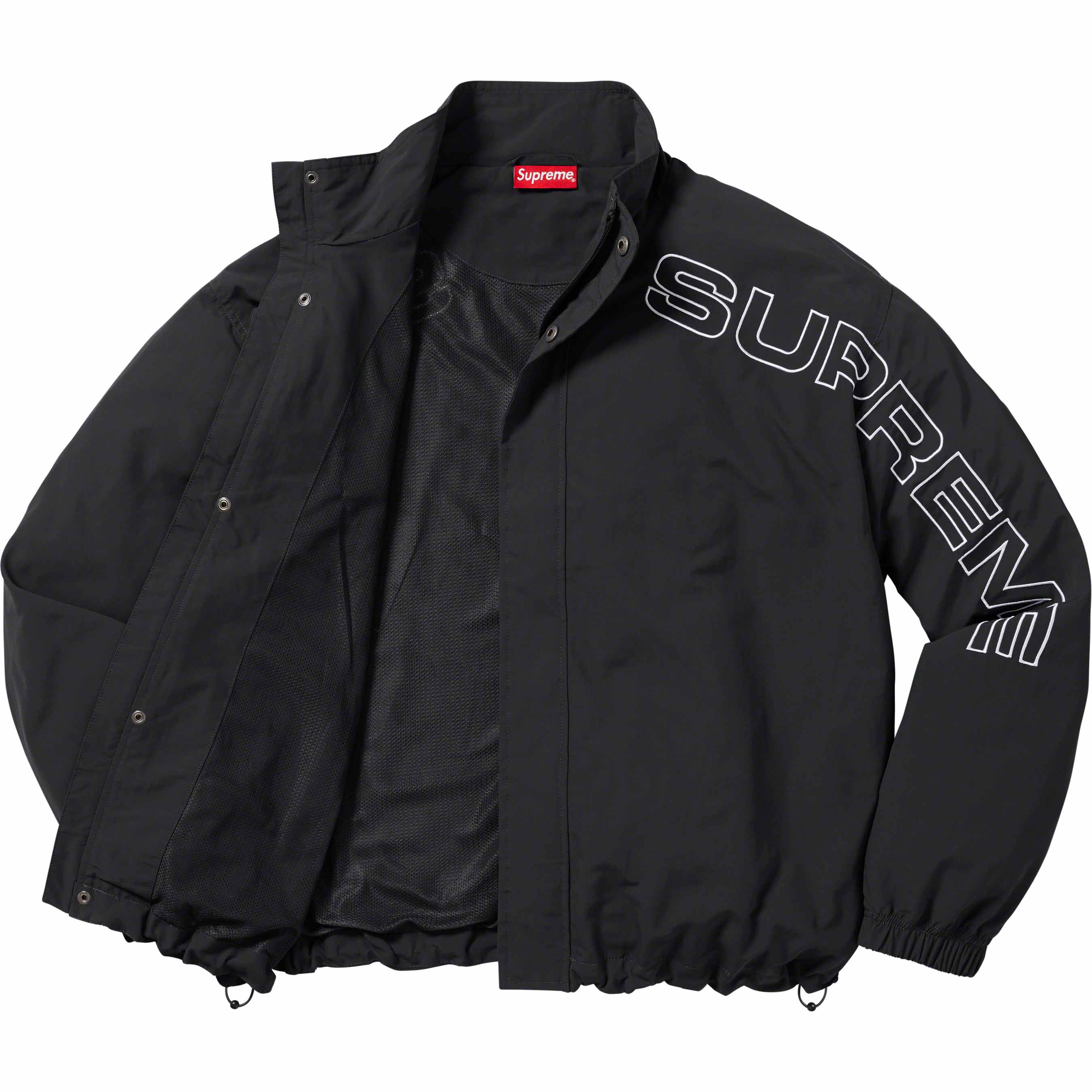 Spellout Embroidered Track Jacket for Women - Black Athletic Zip Up Hoodie for Running, Gym & Casual Wear