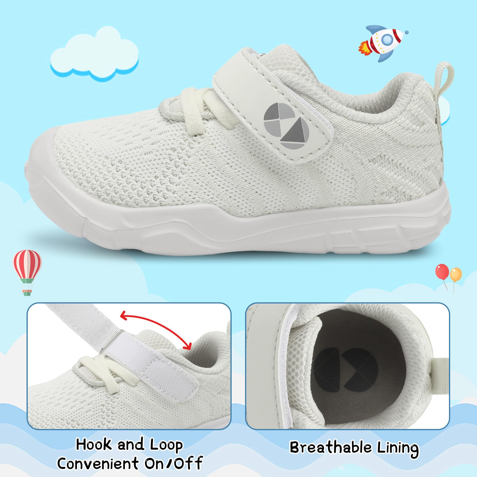 Breathable Kids Sneakers - Lightweight Barefoot Shoes for Toddlers (Boys & Girls) - Running & Outdoor Play