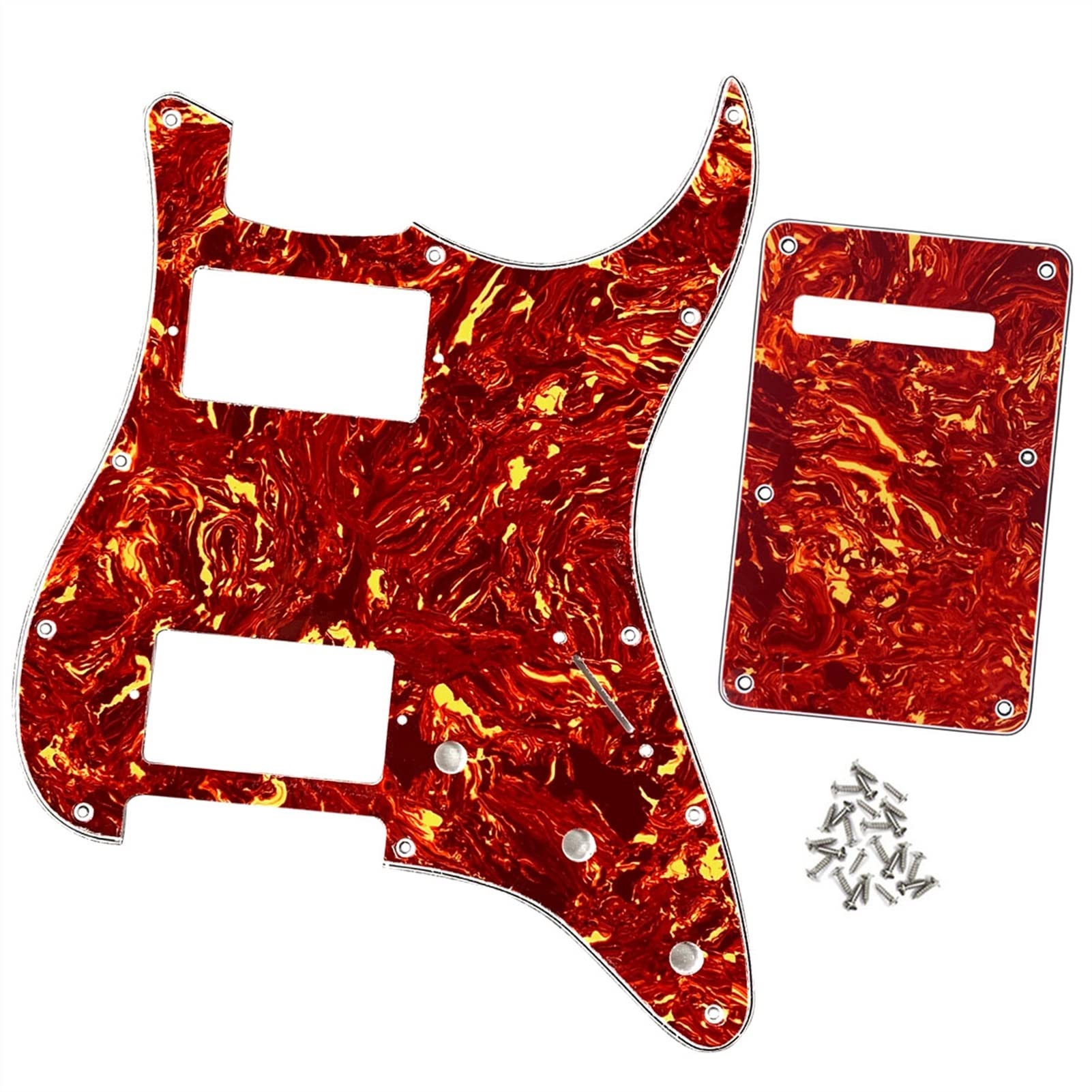 11 Hole HH Electric Guitar Pickguard Set with Back Plate & Screws for ST Style Guitars | Replacement Parts for Fender Stratocaster | Perfect for DIY Guitar Repair & Customization (Color: 11)