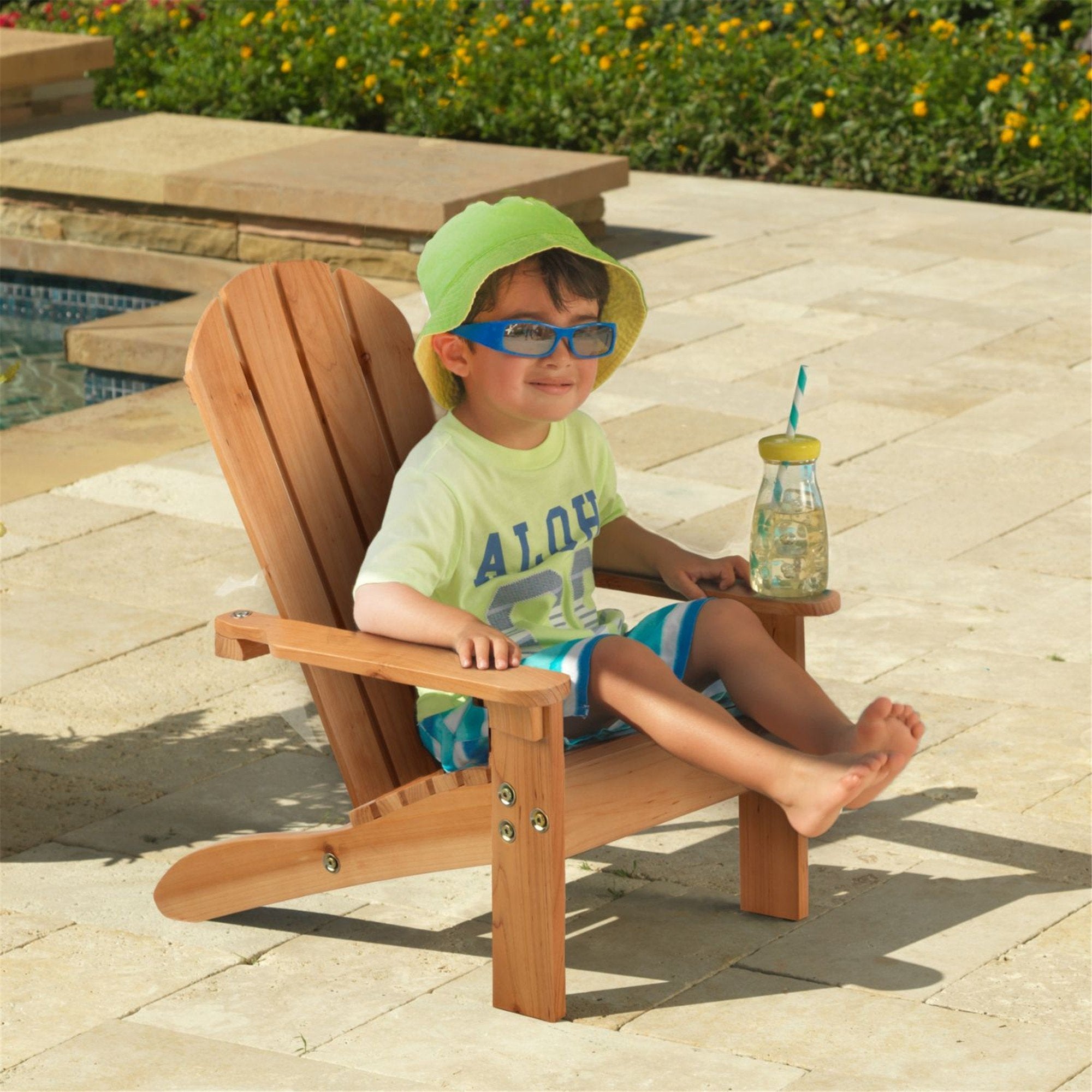 KidKraft Adirondack Chair for Kids - Natural Honey Finish - Perfect for Outdoor Play, Backyard, and Patio Relaxation