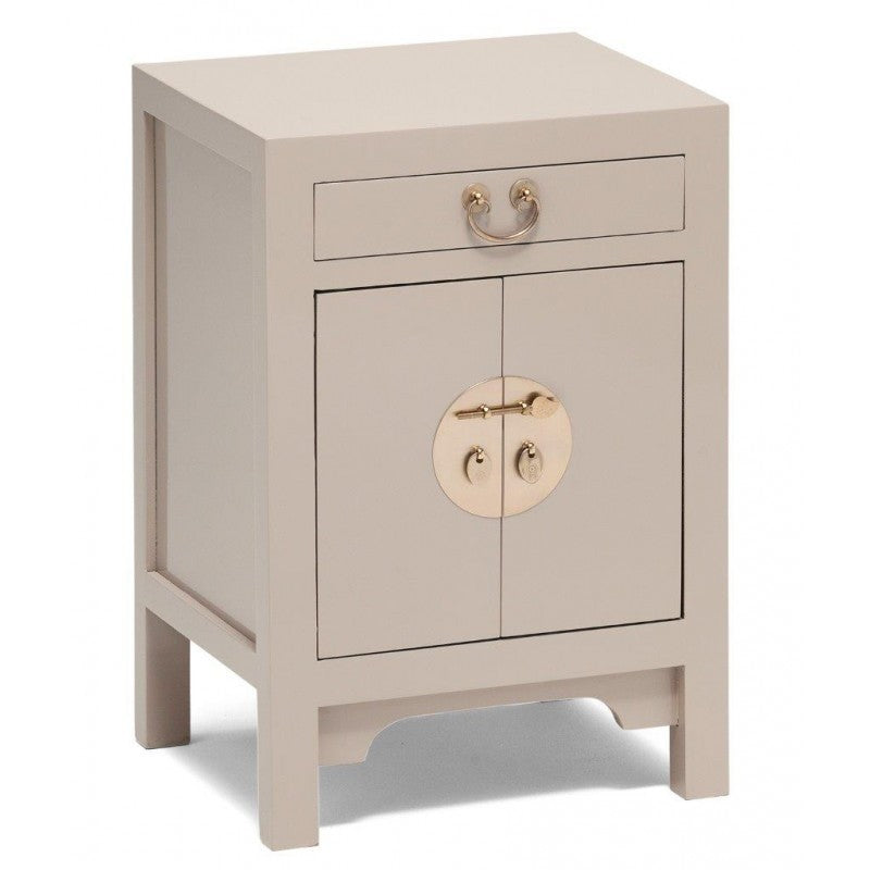Golden Dragon Oriental Painted Solid Wood Grey Bedside Cabinet - 40x35x60cm Nightstand with Drawer for Bedroom, Living Room & Office Storage - Traditional Asian Style Furniture for Home Decor
