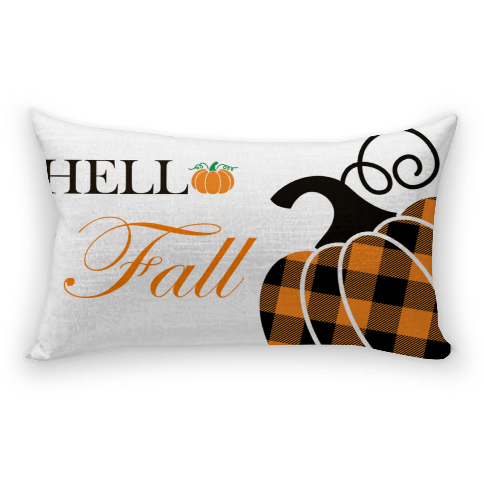 Buffalo Plaid Pumpkin Harvest Fall Pillow Covers 12x20 Inch - Autumn Farmhouse Decorative Throw Pillow Cases for Couch, Bed & Sofa - Thanksgiving Lumbar Cushion Covers for Cozy Seasonal Home Decor