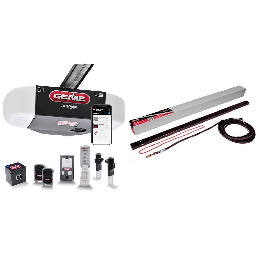 Genie StealthDrive Connect Model 7155-TKV Ultra Quiet Smartphone Controlled Belt Drive Garage Door Opener with Extension Kit - Works with 5-Piece Tube Rails, Metallic Finish | Perfect for Smart Homes & Secure Garages