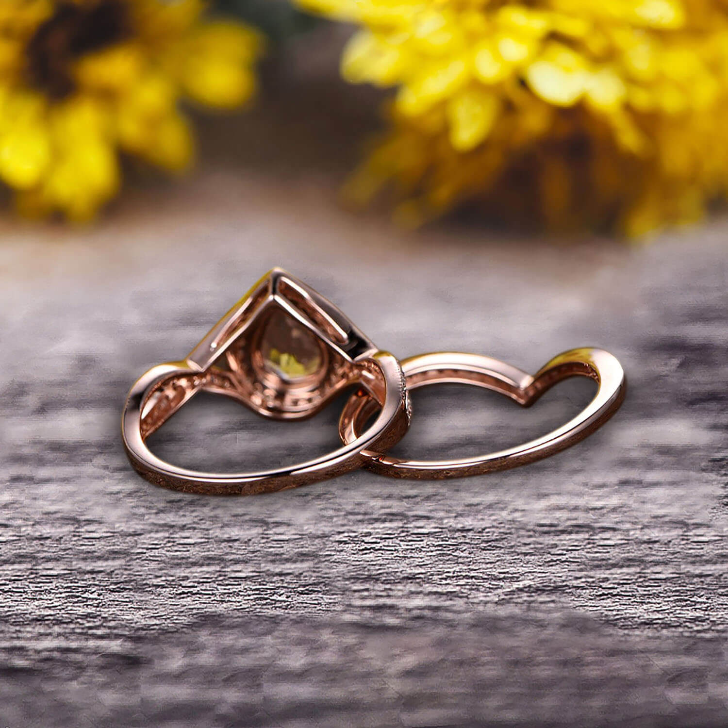 2 Carat Pear Shape Pink Morganite Engagement Ring Set in 10k Rose Gold with Halo & Milgrain Detailing - Vintage Art Deco Style Bridal Jewelry for Weddings, Anniversaries & Special Occasions