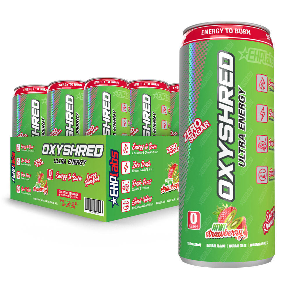 EHP Labs OxyShred Ultra Energy Drink RTD - 12 Pack (355ml Each) | Fat Burning & Performance Booster | Pre-Workout, Gym & Fitness Fuel