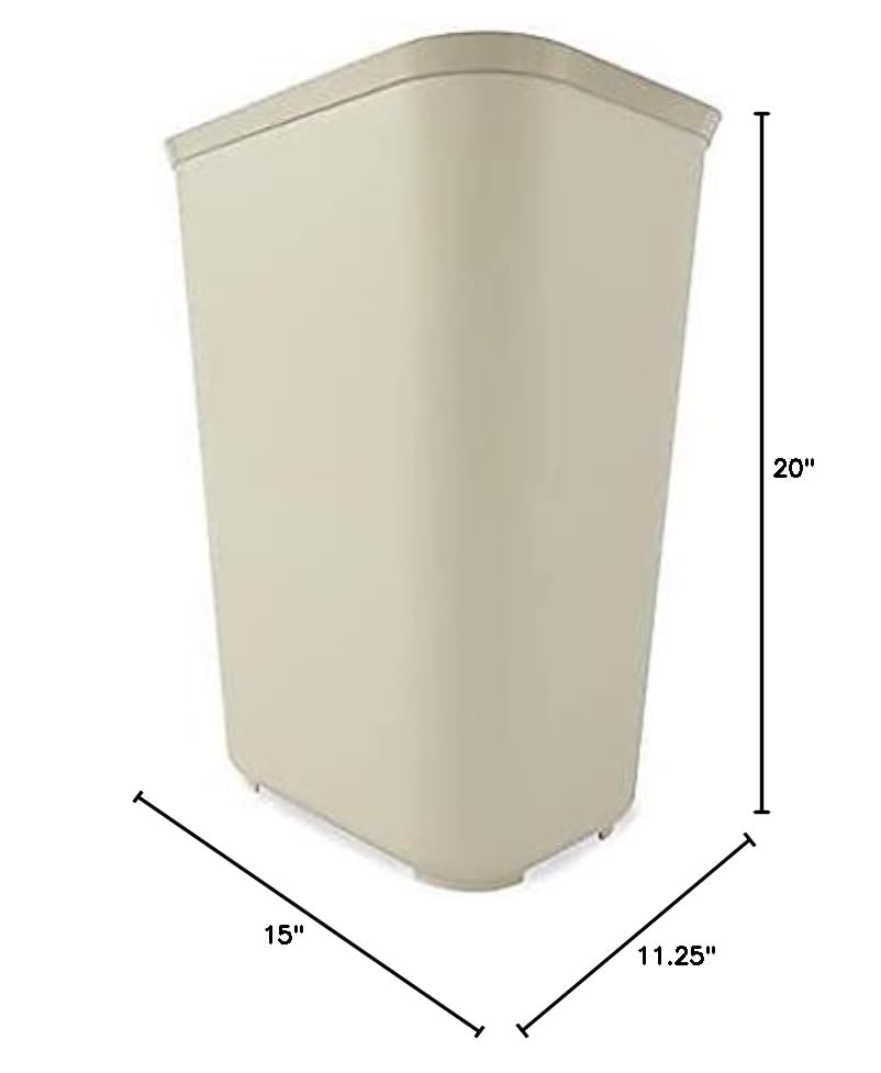 Rubbermaid Commercial 254400BG 10-Gallon Fire-Resistant Rectangular Wastebasket - Fiberglass Trash Can for Office, Kitchen & High-Traffic Areas - Beige