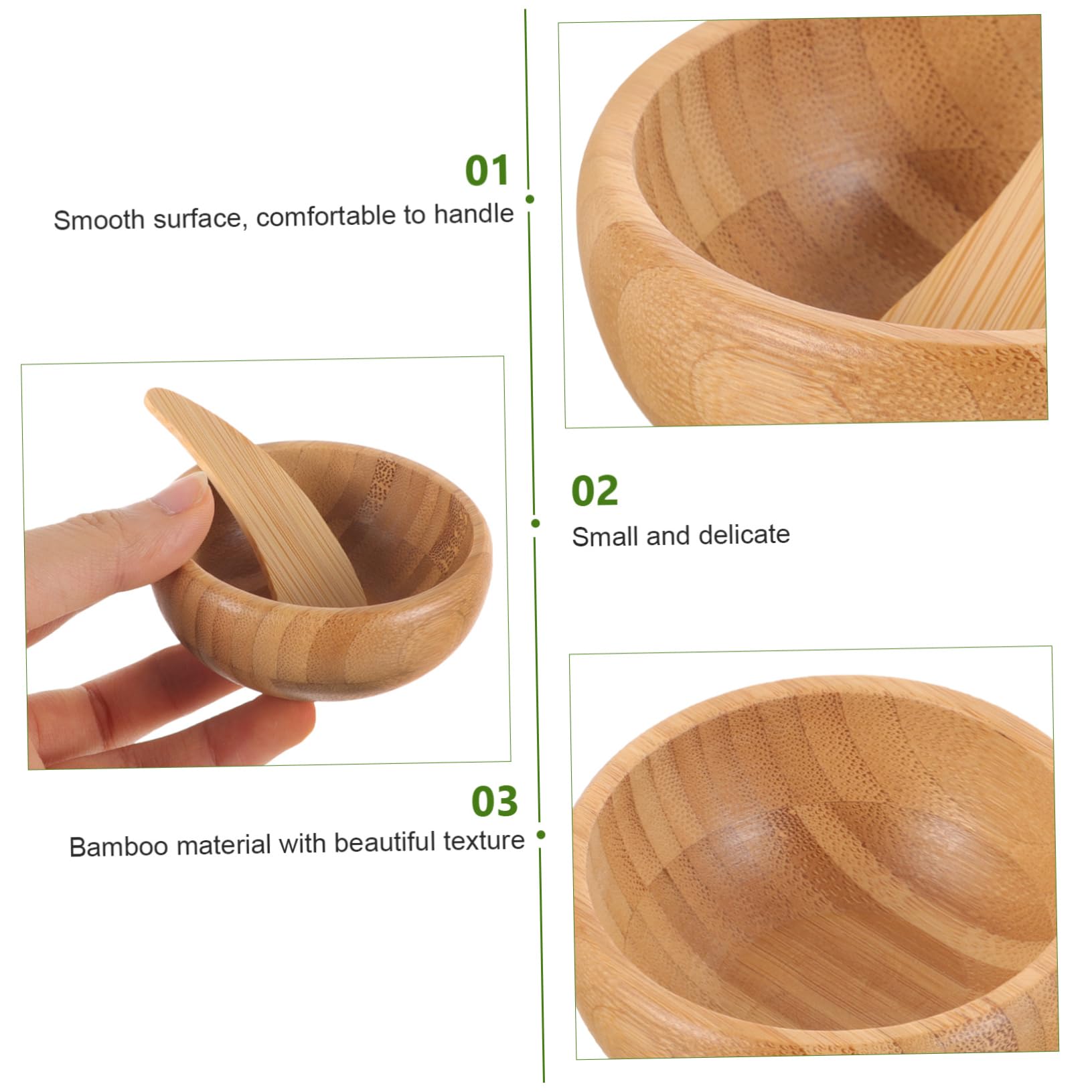 FOMIYES Bamboo Face Mask Mixing Bowl Set - DIY Mask Accessory for Spa, Salon & Home Use - Perfect for Mixing Clay, Mud & Cream Masks