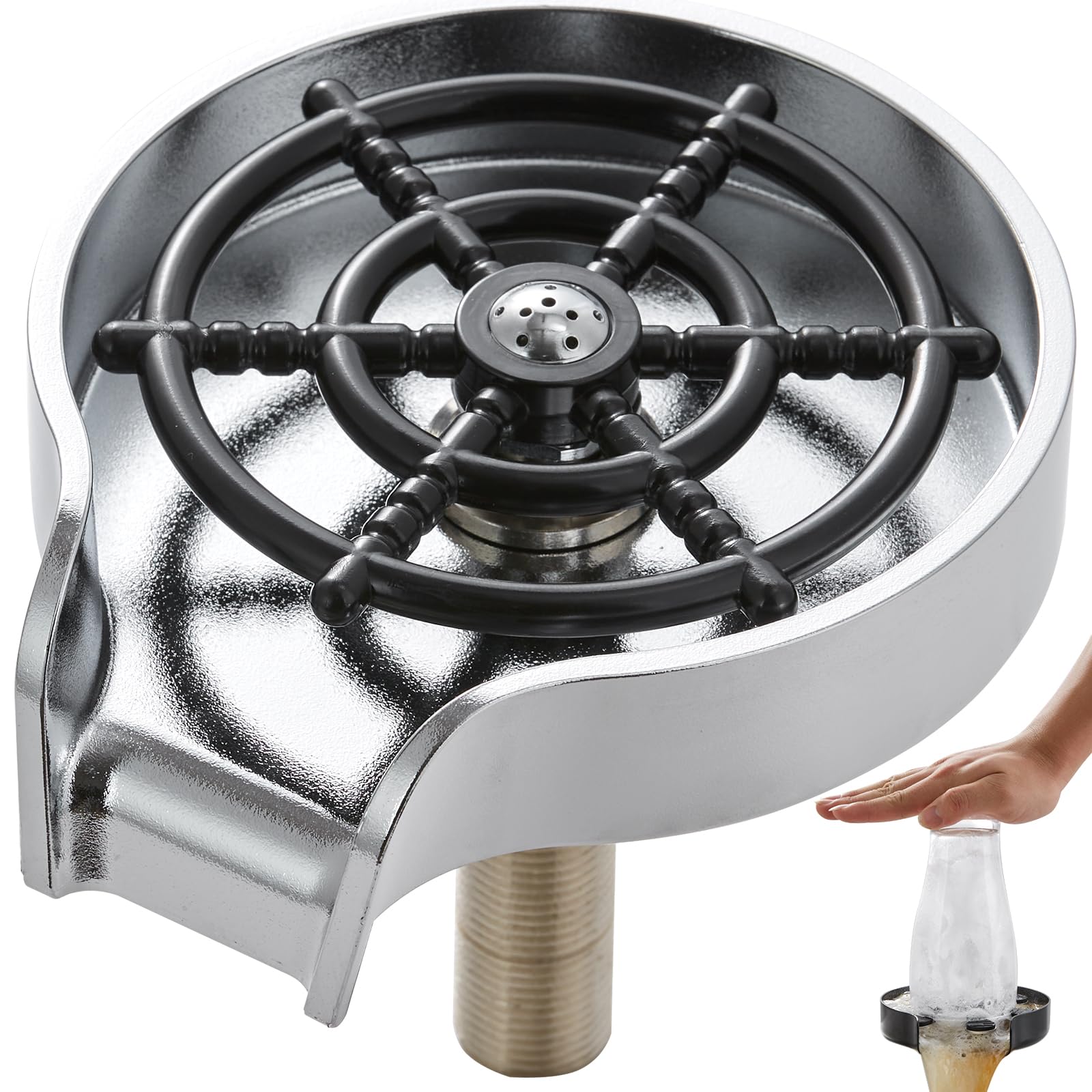 VEVOR 360° Rotating Glass Rinser for Kitchen Sink - Upgraded Cup Cleaner Attachment for Home, Cafe & Bar Use - Perfect for Washing Wine Glasses, Coffee Cups & Drinkware