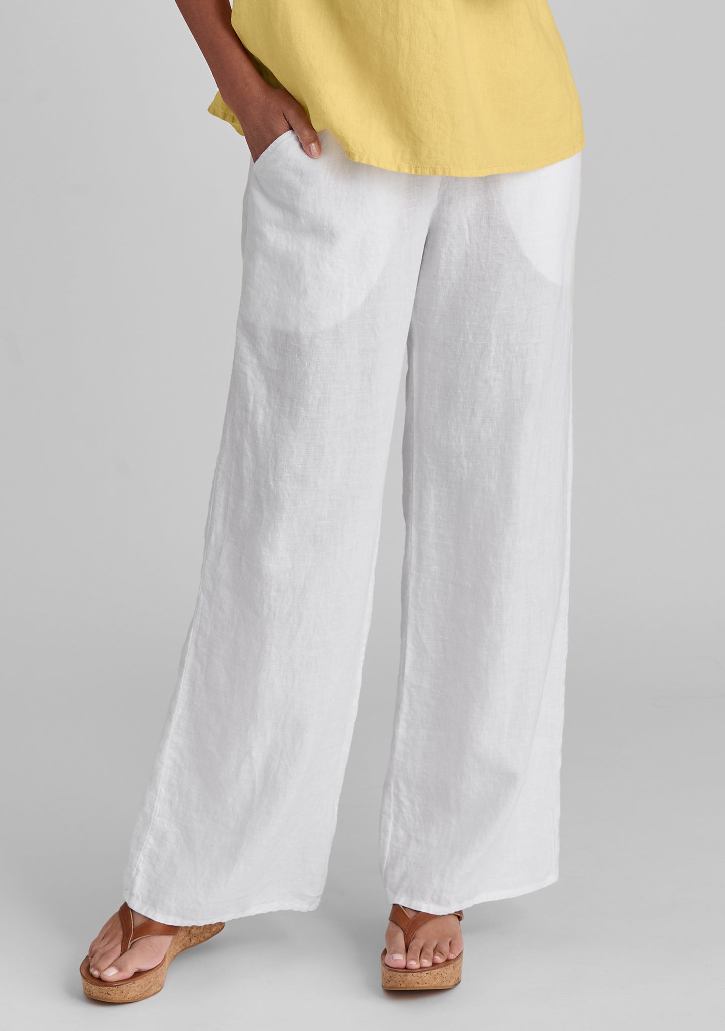 Linen Drawstring Pants for Women - Comfortable Flat Iron Pants with Elastic Waist - Casual Summer Lounge Pants for Yoga, Travel & Home Wear