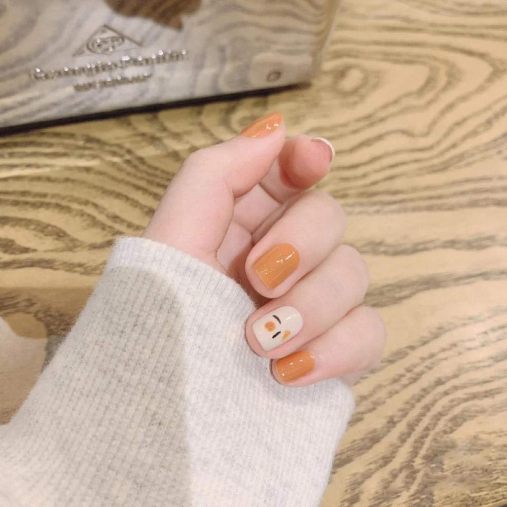 24pcs CSCH False Nails - Orange Summer Fake Nails for Women, Short Length Detachable Press On Nails with Wear-Resistant Design | Perfect for Beach Vacation, Pool Party & Summer Nail Decoration